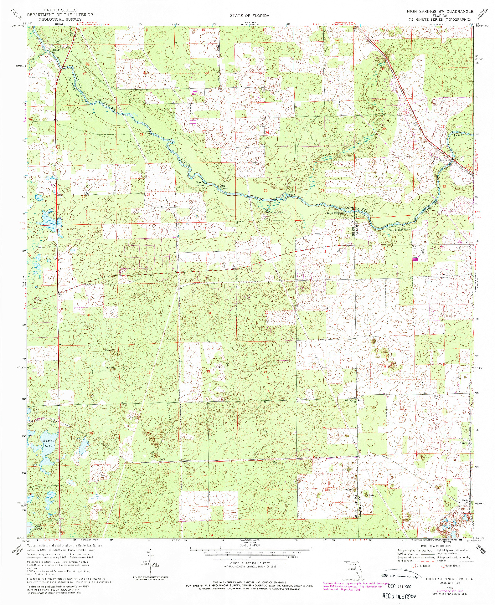 USGS 1:24000-SCALE QUADRANGLE FOR HIGH SPRINGS SW, FL 1969