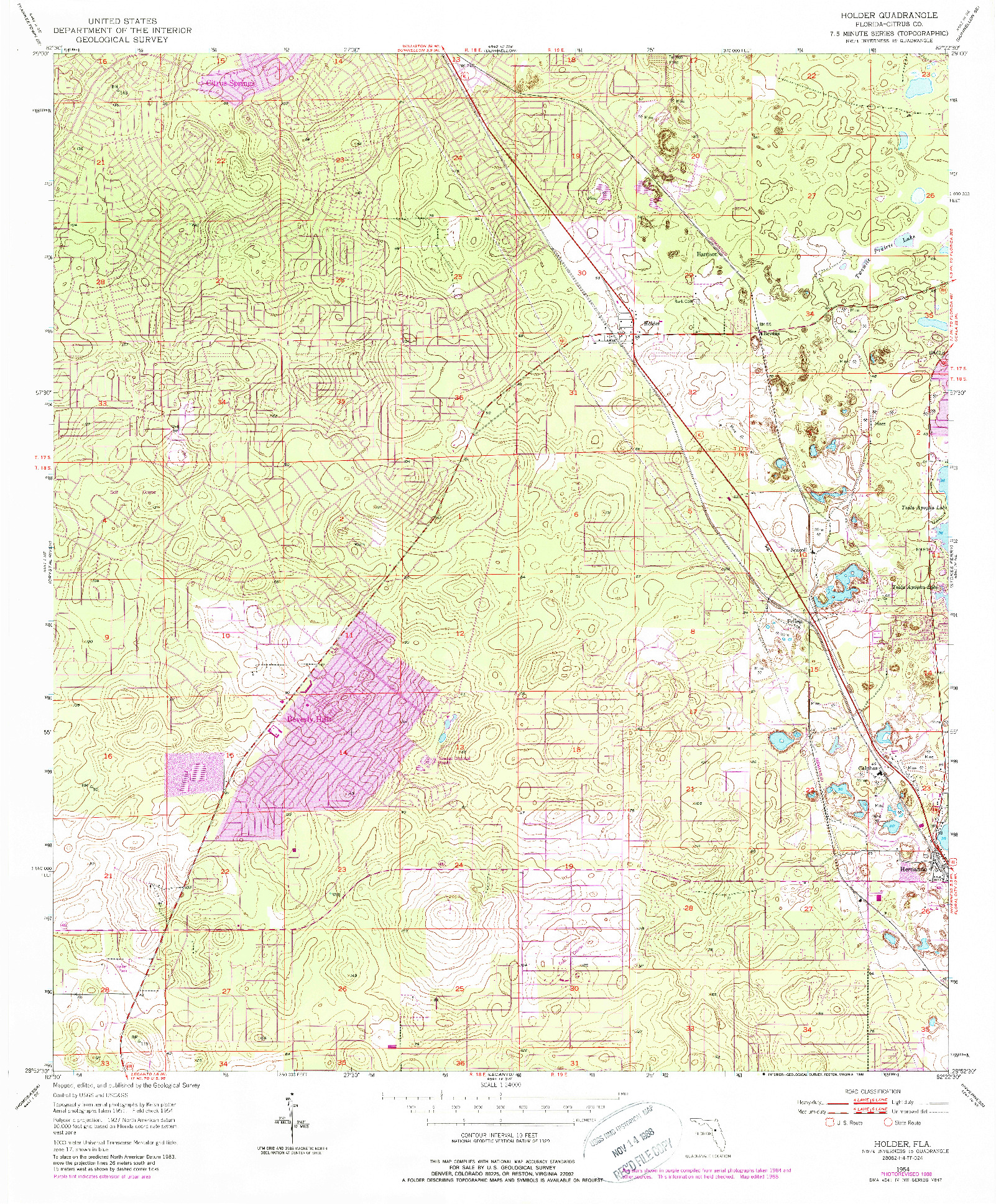 USGS 1:24000-SCALE QUADRANGLE FOR HOLDER, FL 1954