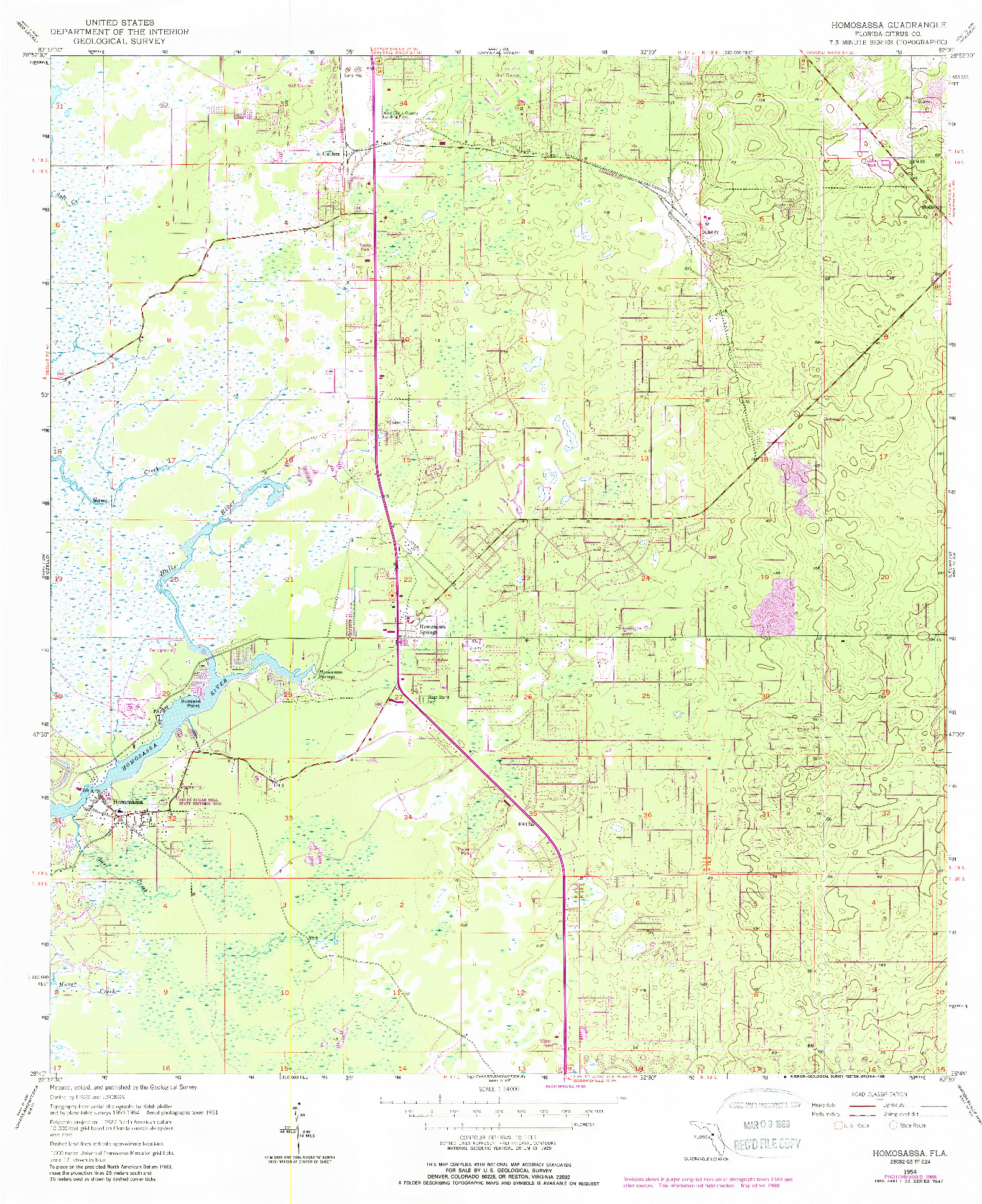 USGS 1:24000-SCALE QUADRANGLE FOR HOMOSASSA, FL 1954