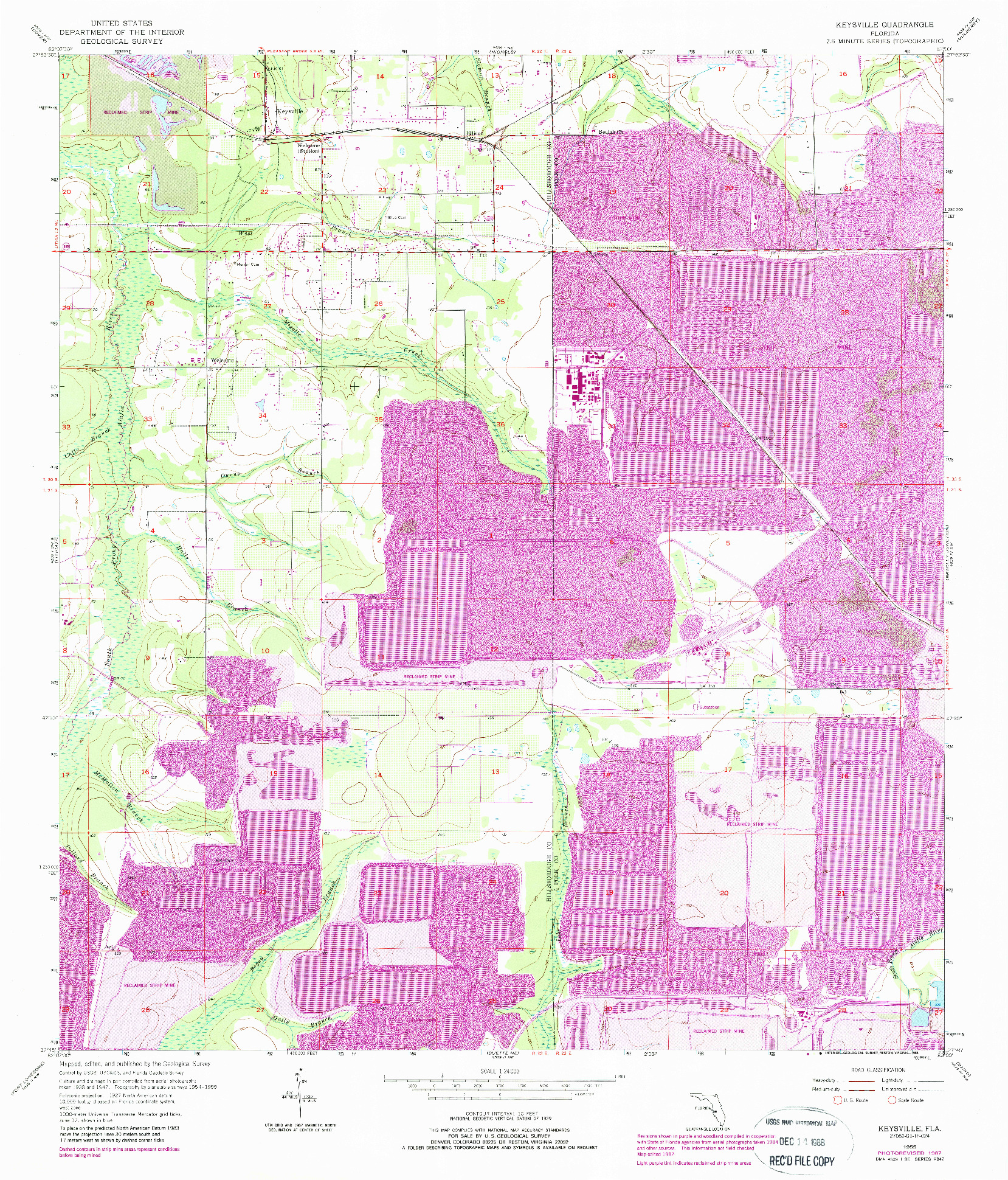 USGS 1:24000-SCALE QUADRANGLE FOR KEYSVILLE, FL 1955