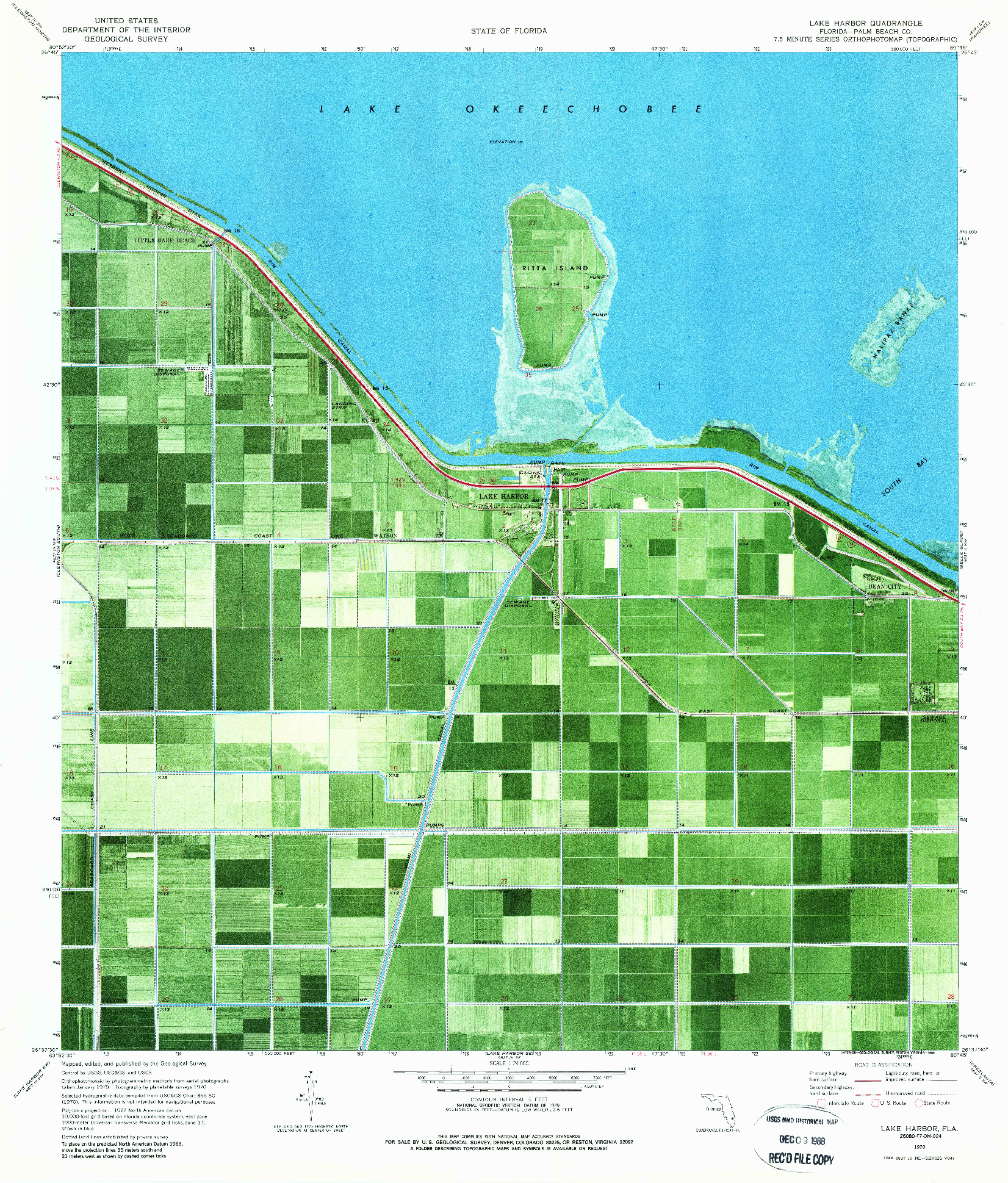 USGS 1:24000-SCALE QUADRANGLE FOR LAKE HARBOR, FL 1970