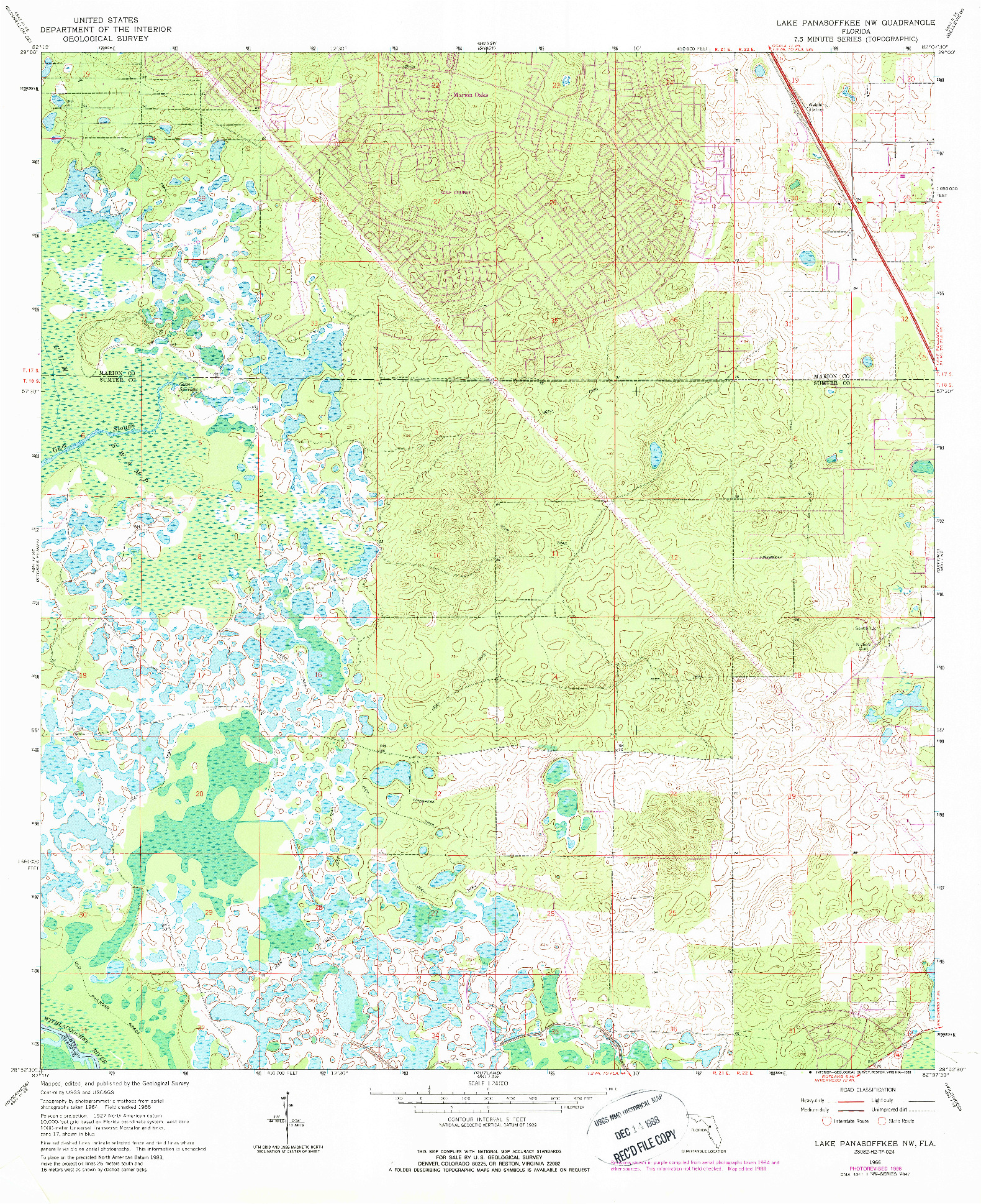 USGS 1:24000-SCALE QUADRANGLE FOR LAKE PANASOFFKEE NW, FL 1966