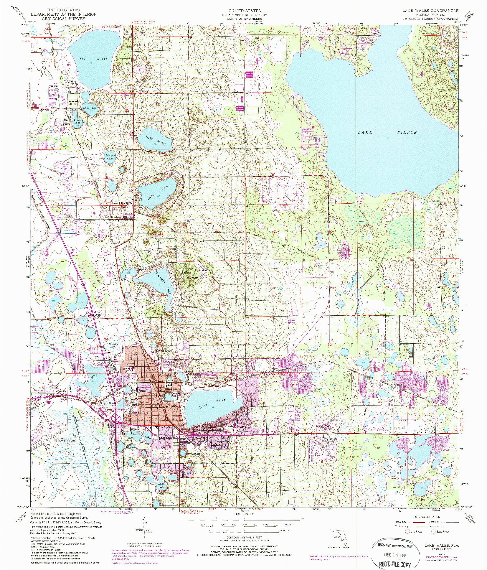 USGS 1:24000-SCALE QUADRANGLE FOR LAKE WALES, FL 1952