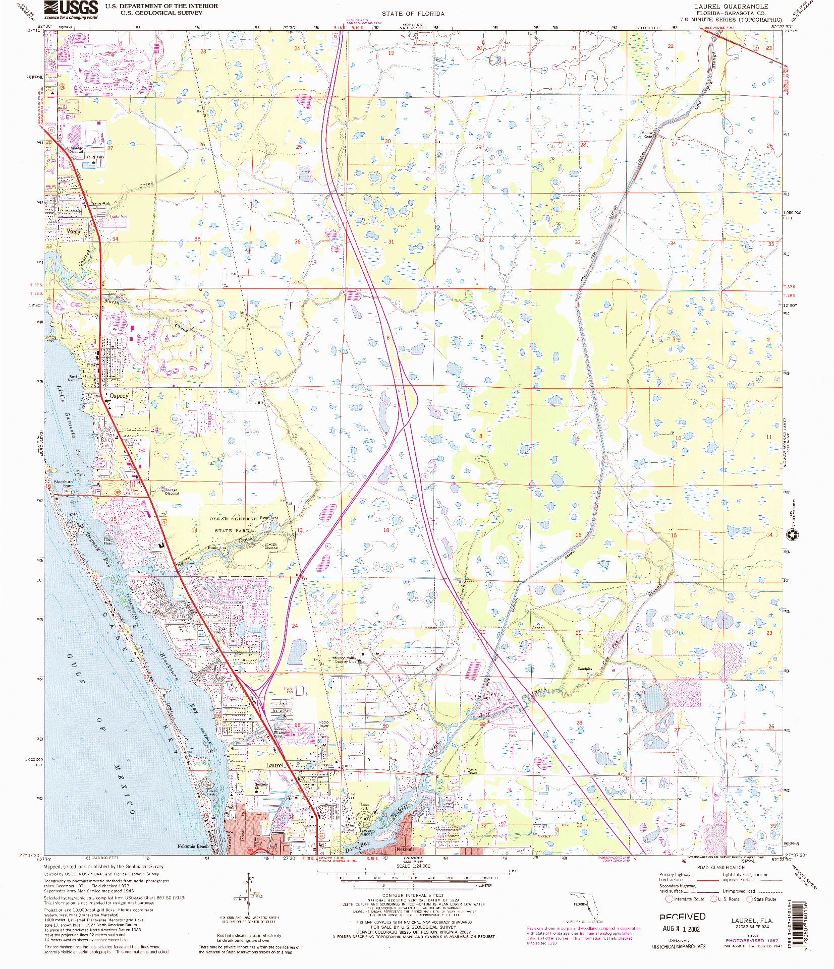 USGS 1:24000-SCALE QUADRANGLE FOR LAUREL, FL 1973