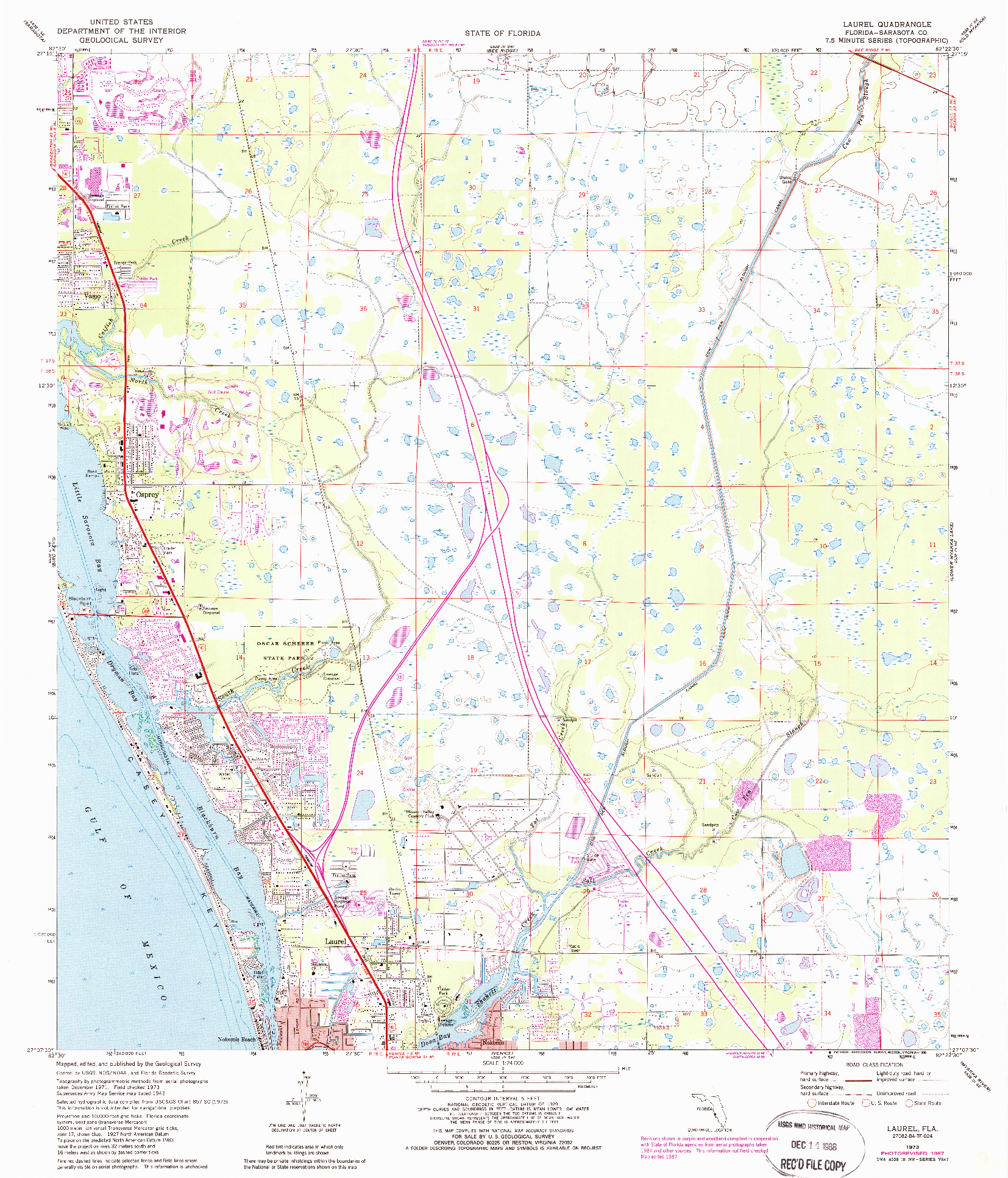 USGS 1:24000-SCALE QUADRANGLE FOR LAUREL, FL 1973