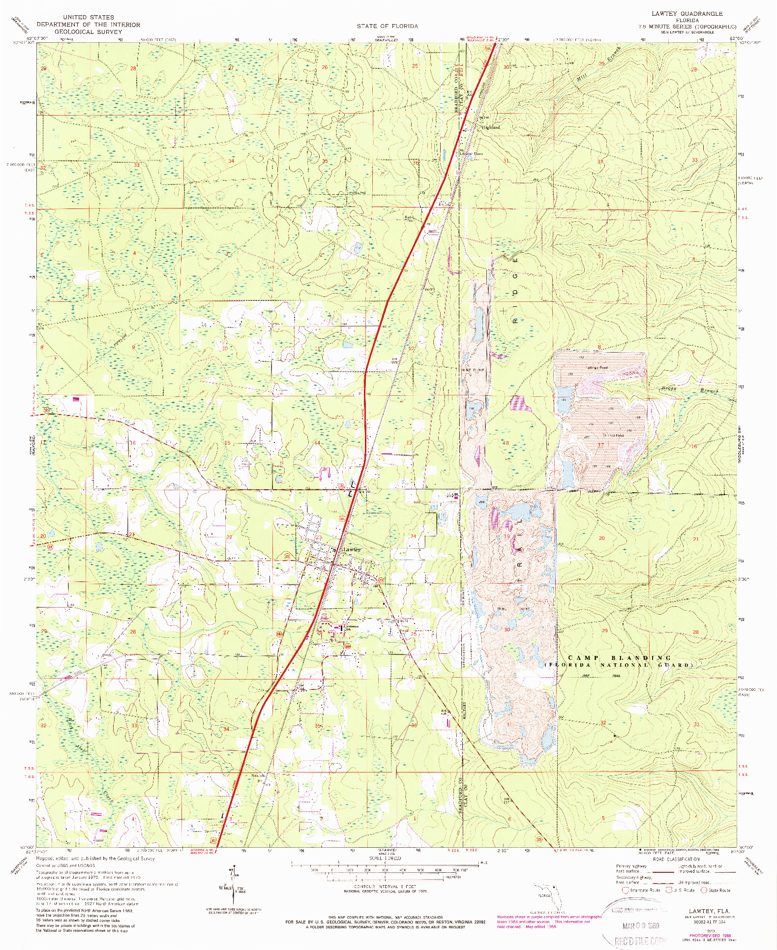 USGS 1:24000-SCALE QUADRANGLE FOR LAWTEY, FL 1970