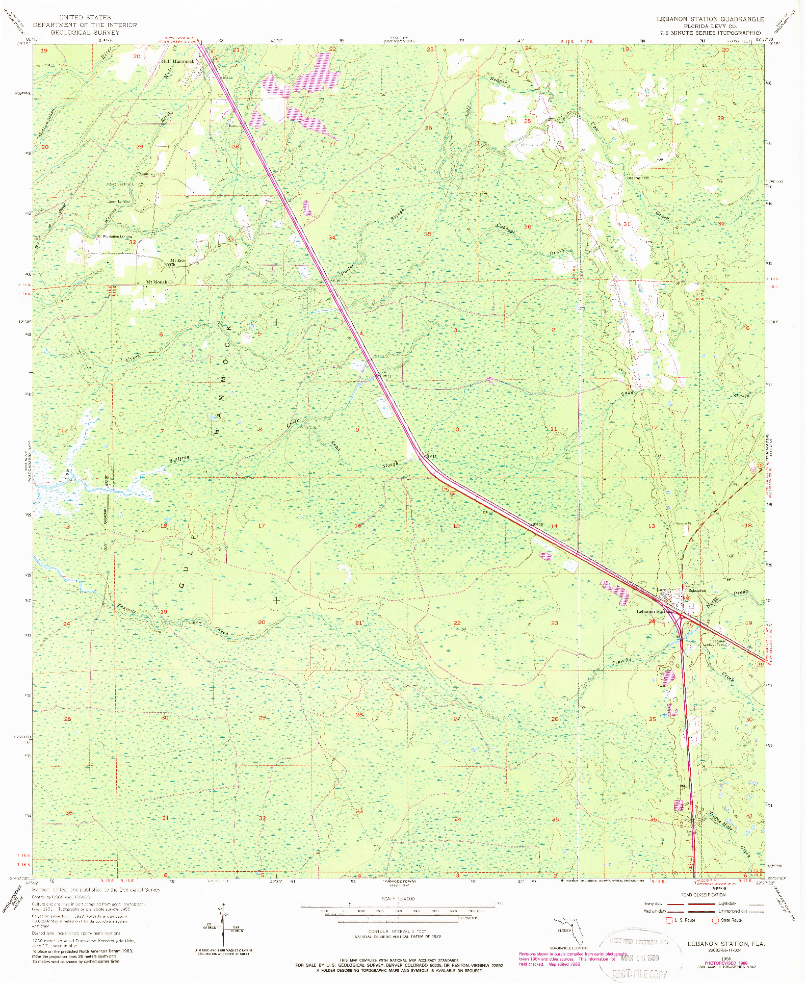 USGS 1:24000-SCALE QUADRANGLE FOR LEBANON STATION, FL 1955