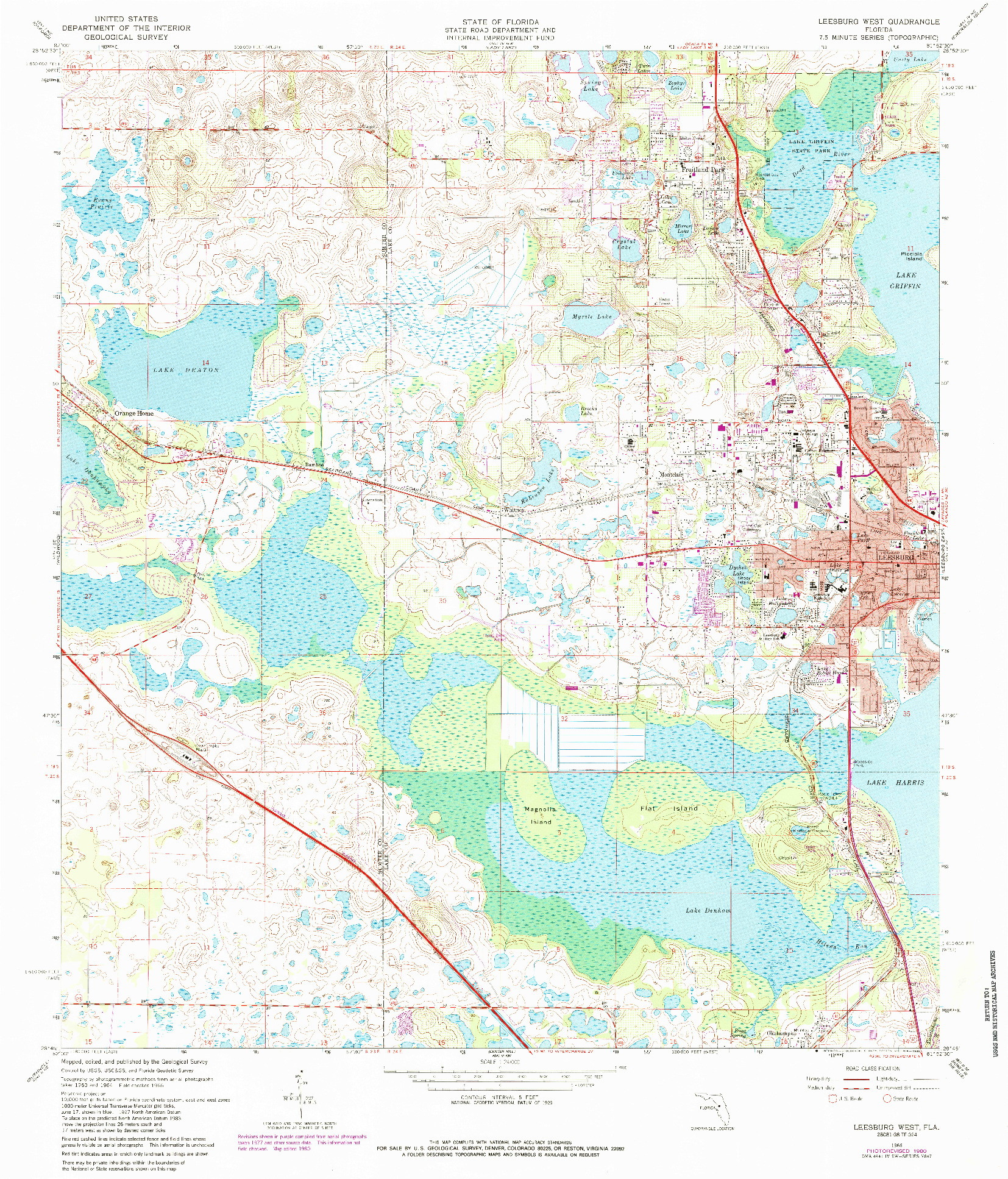 USGS 1:24000-SCALE QUADRANGLE FOR LEESBURG WEST, FL 1966