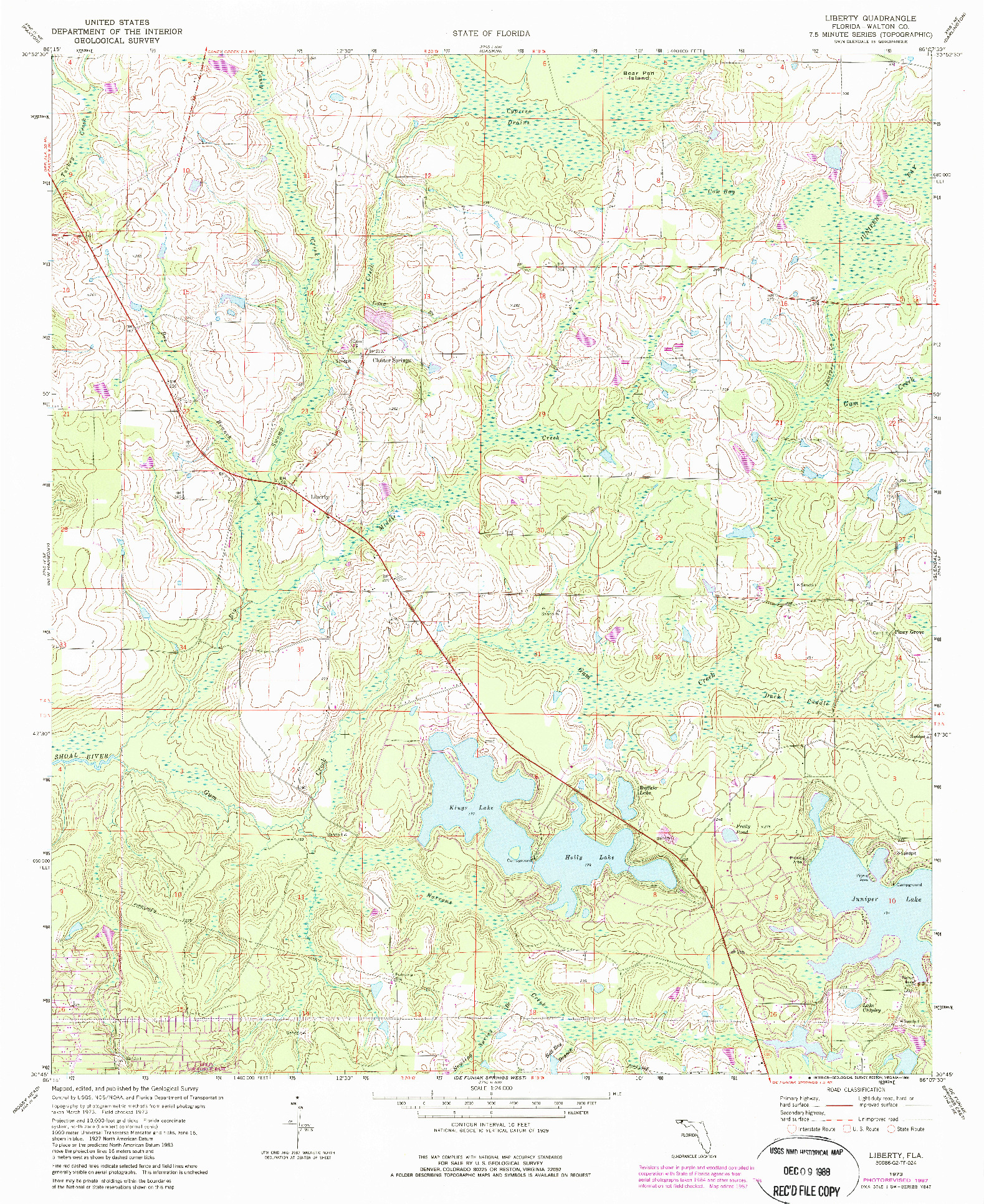 USGS 1:24000-SCALE QUADRANGLE FOR LIBERTY, FL 1973