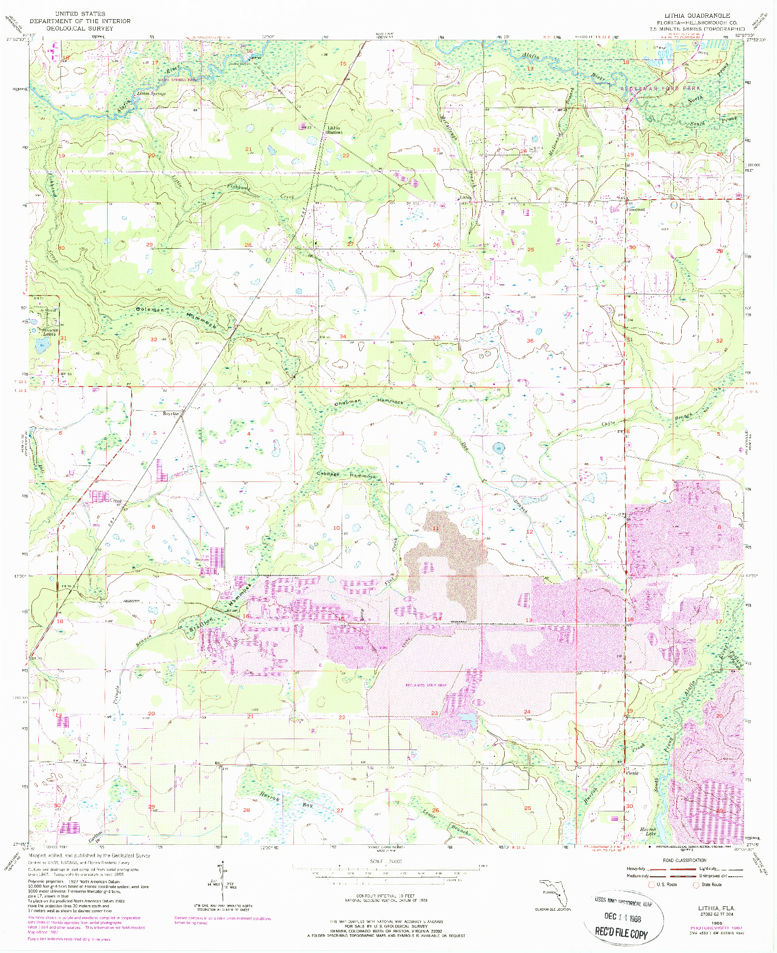 USGS 1:24000-SCALE QUADRANGLE FOR LITHIA, FL 1955