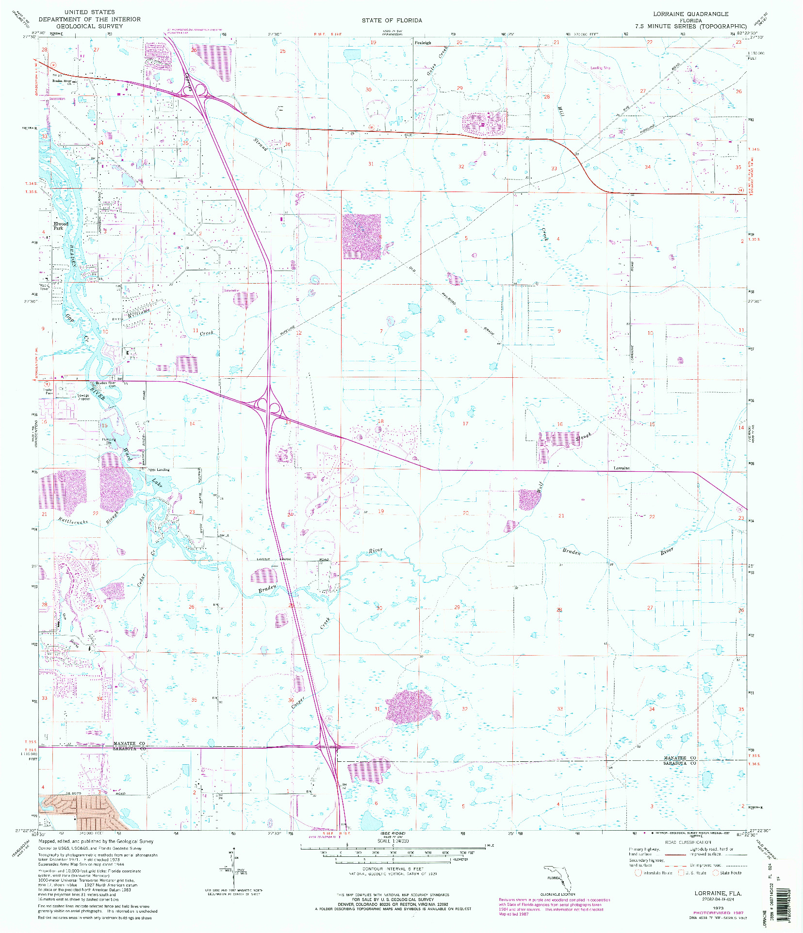 USGS 1:24000-SCALE QUADRANGLE FOR LORRAINE, FL 1973