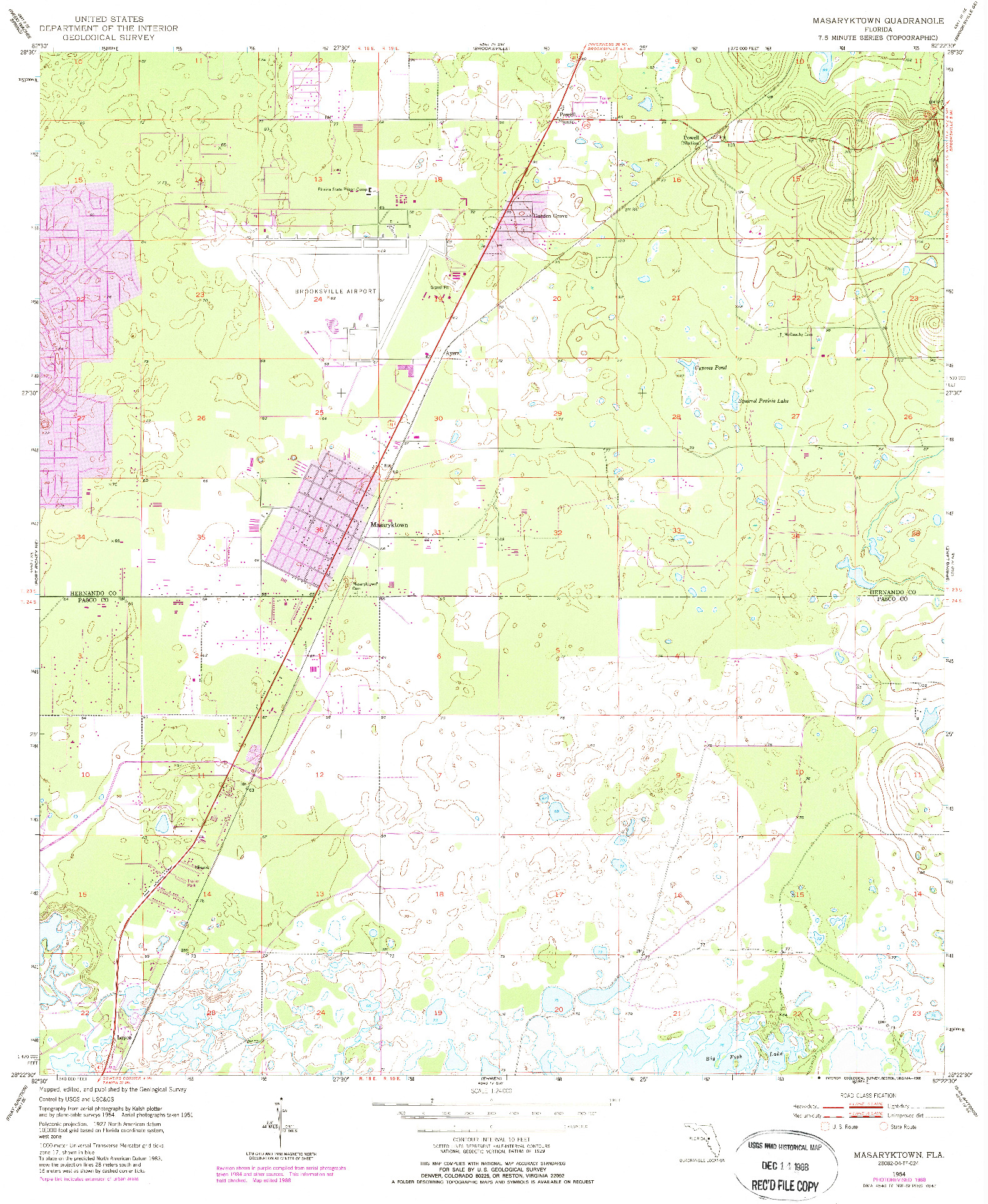 USGS 1:24000-SCALE QUADRANGLE FOR MASARYKTOWN, FL 1954