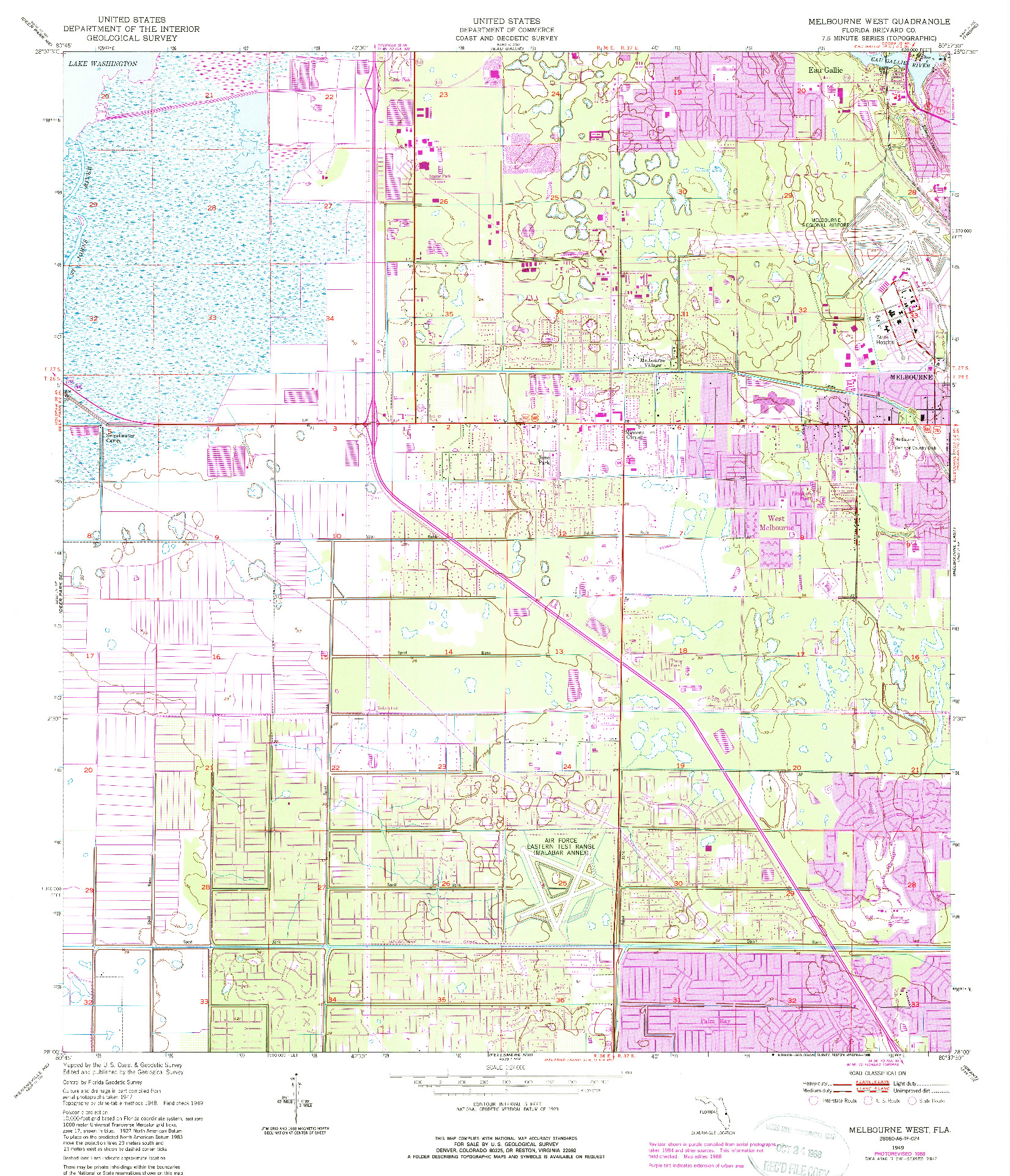 USGS 1:24000-SCALE QUADRANGLE FOR MELBOURNE WEST, FL 1949