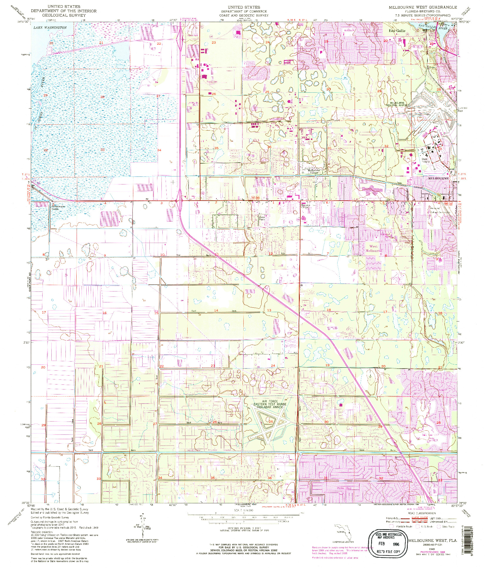 USGS 1:24000-SCALE QUADRANGLE FOR MELBOURNE WEST, FL 1949