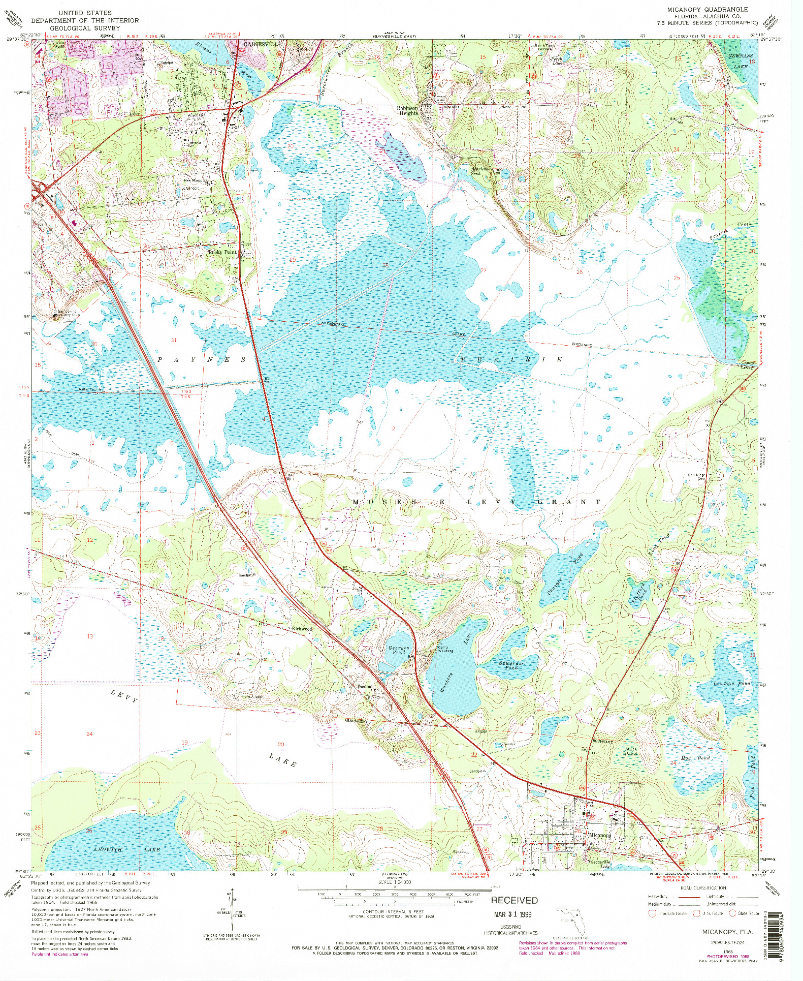 USGS 1:24000-SCALE QUADRANGLE FOR MICANOPY, FL 1966