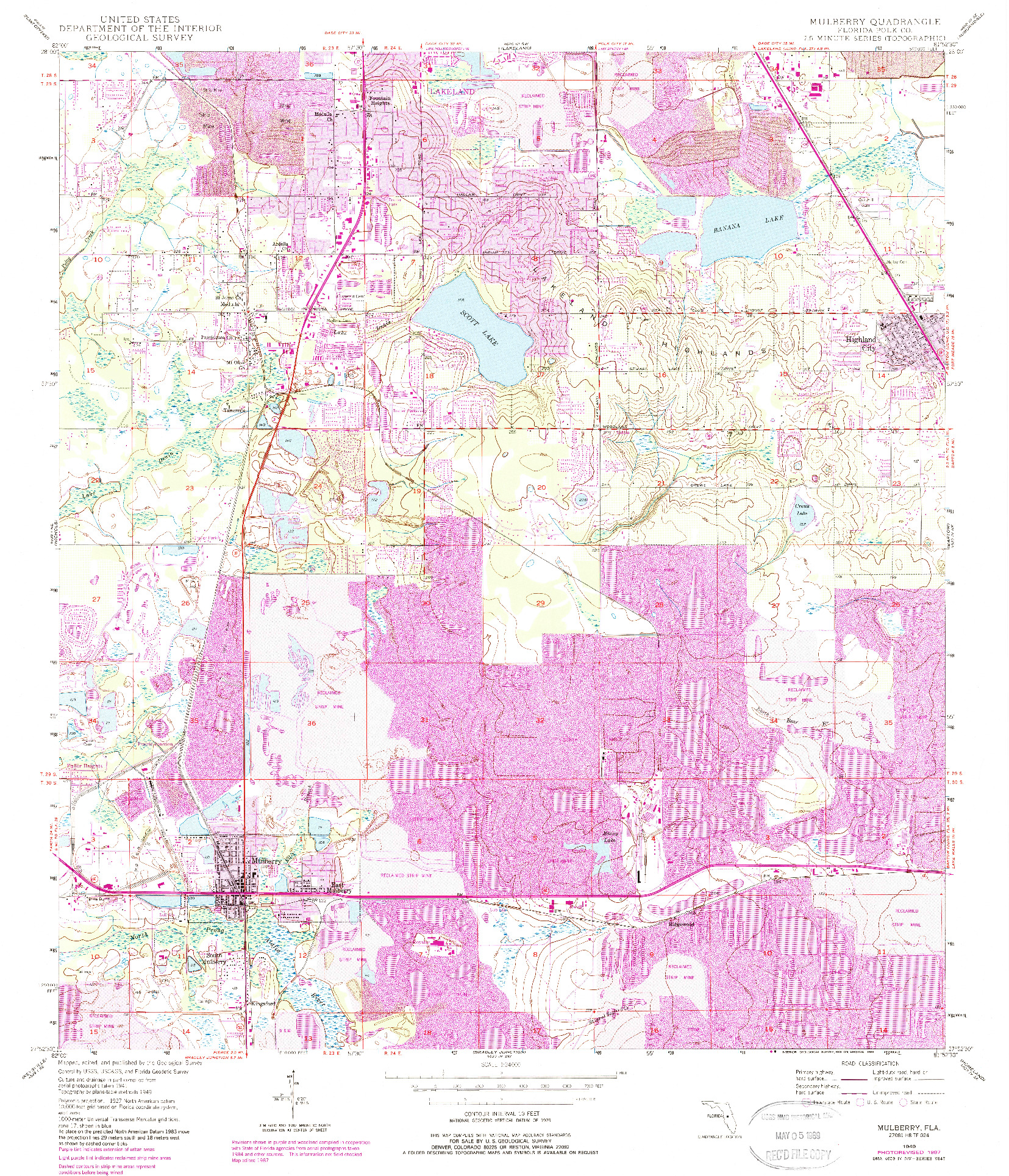 USGS 1:24000-SCALE QUADRANGLE FOR MULBERRY, FL 1949