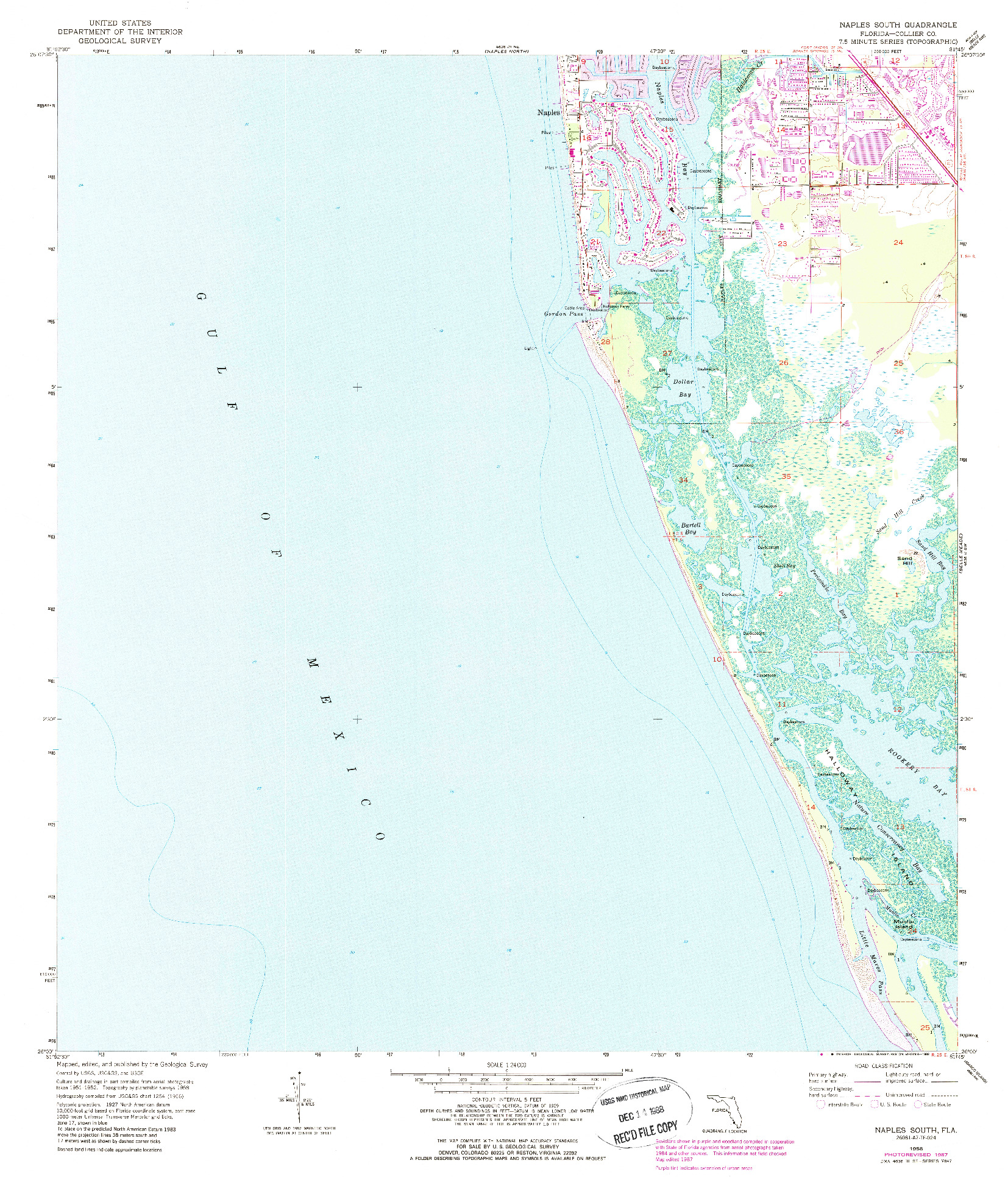 USGS 1:24000-SCALE QUADRANGLE FOR NAPLES SOUTH, FL 1958