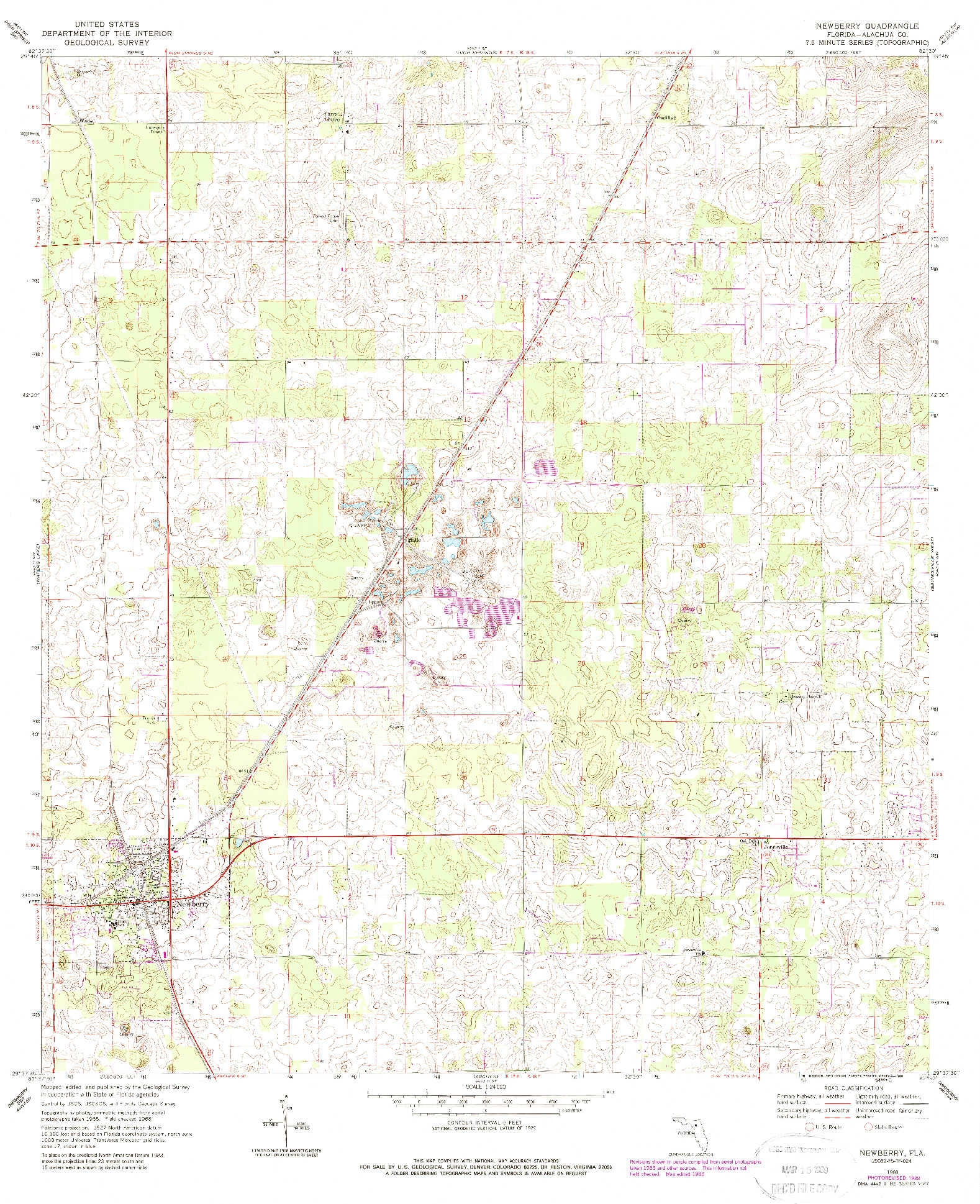 USGS 1:24000-SCALE QUADRANGLE FOR NEWBERRY, FL 1968