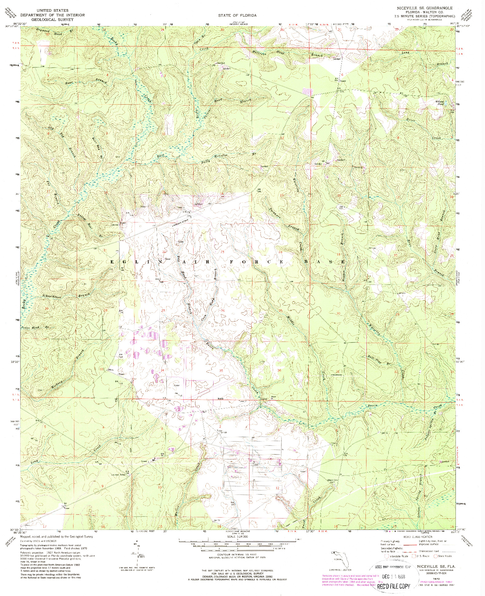 USGS 1:24000-SCALE QUADRANGLE FOR NICEVILLE SE, FL 1970