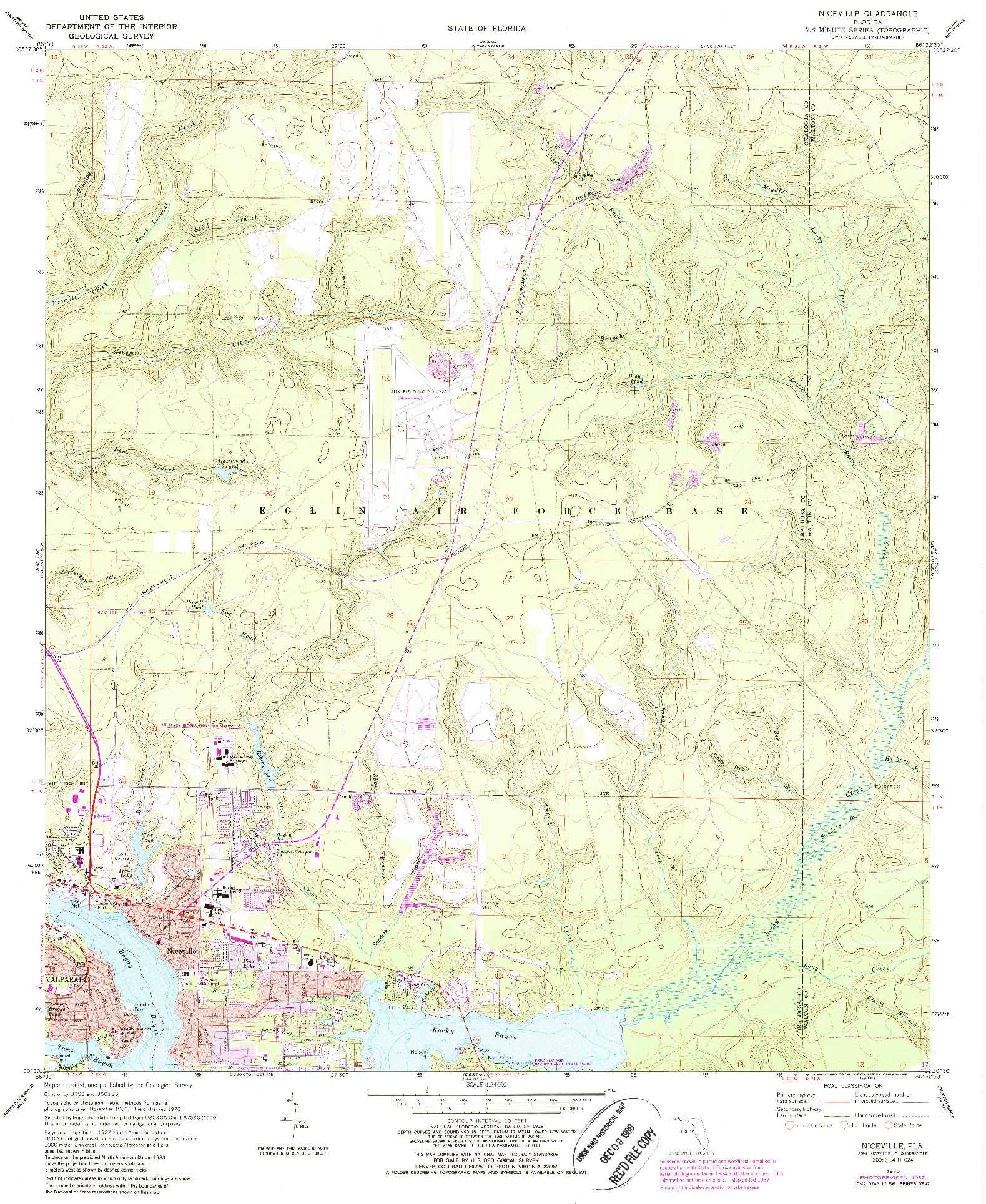 USGS 1:24000-SCALE QUADRANGLE FOR NICEVILLE, FL 1970