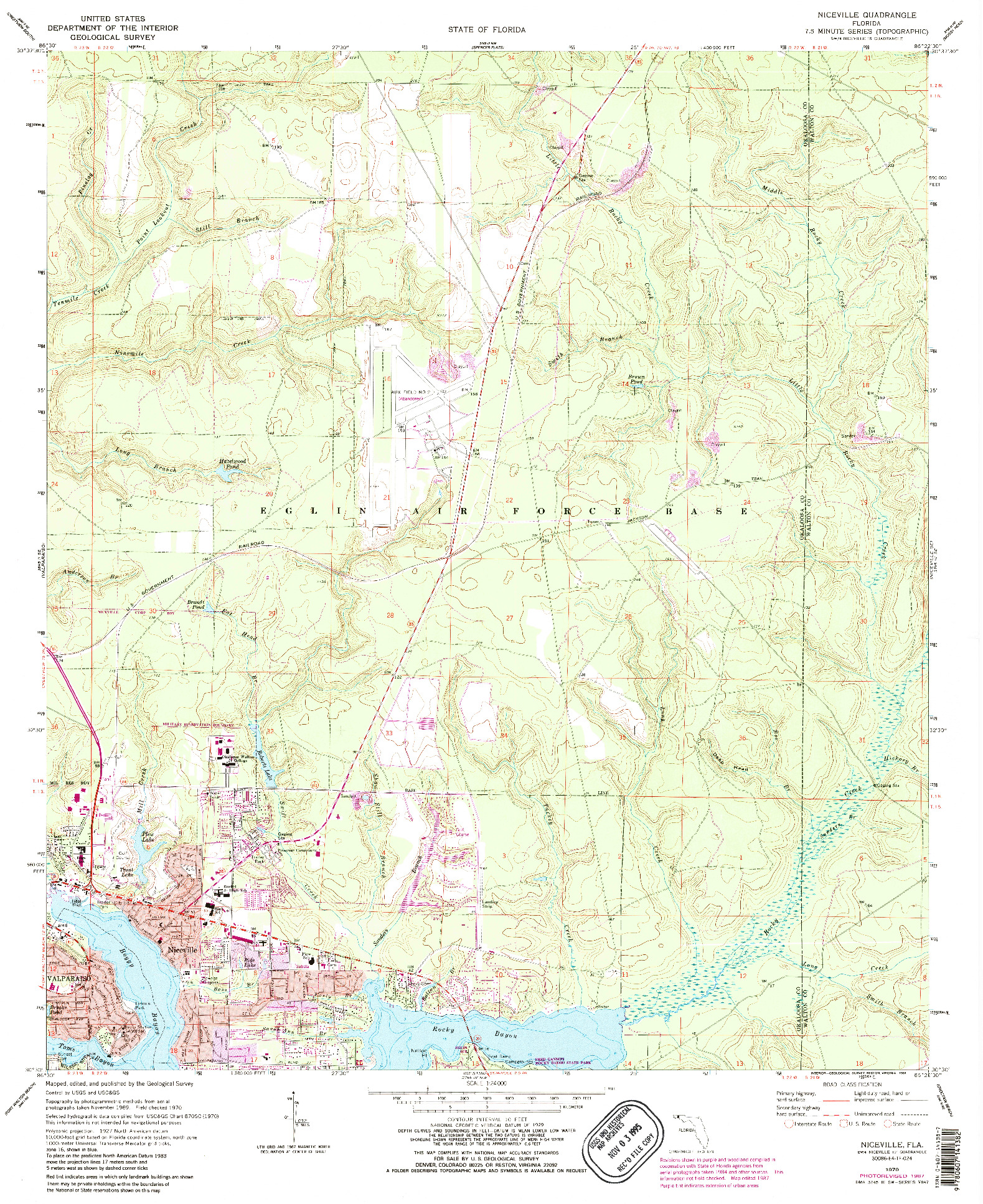 USGS 1:24000-SCALE QUADRANGLE FOR NICEVILLE, FL 1970