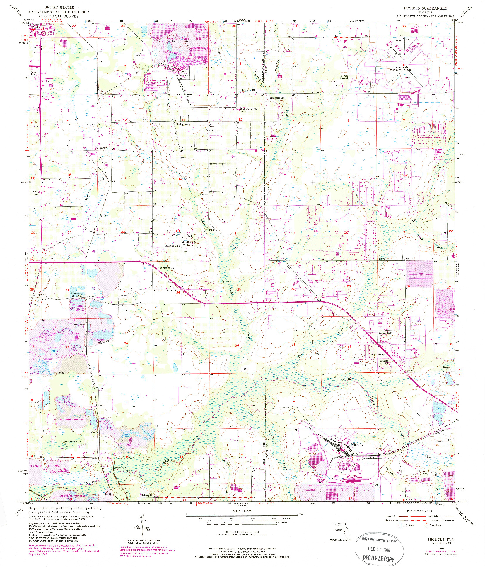 USGS 1:24000-SCALE QUADRANGLE FOR NICHOLS, FL 1955