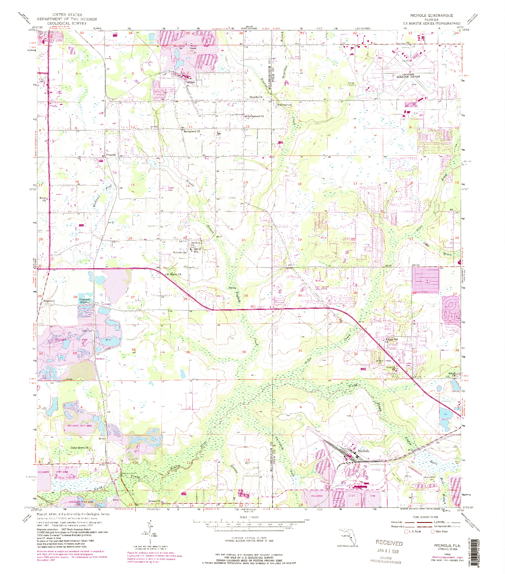 USGS 1:24000-SCALE QUADRANGLE FOR NICHOLS, FL 1955