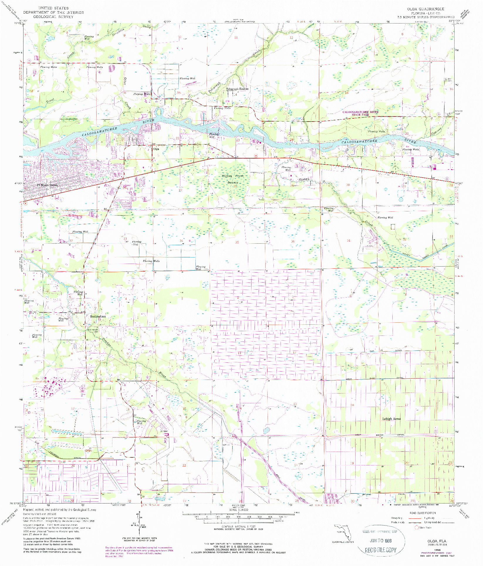 USGS 1:24000-SCALE QUADRANGLE FOR OLGA, FL 1958