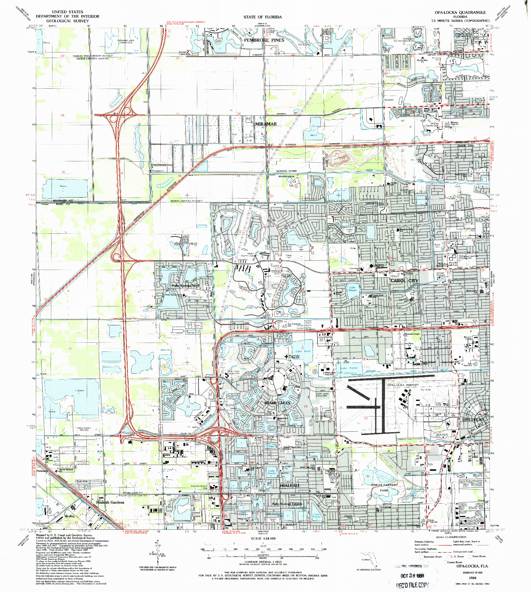 USGS 1:24000-SCALE QUADRANGLE FOR OPA-LOCKA, FL 1988