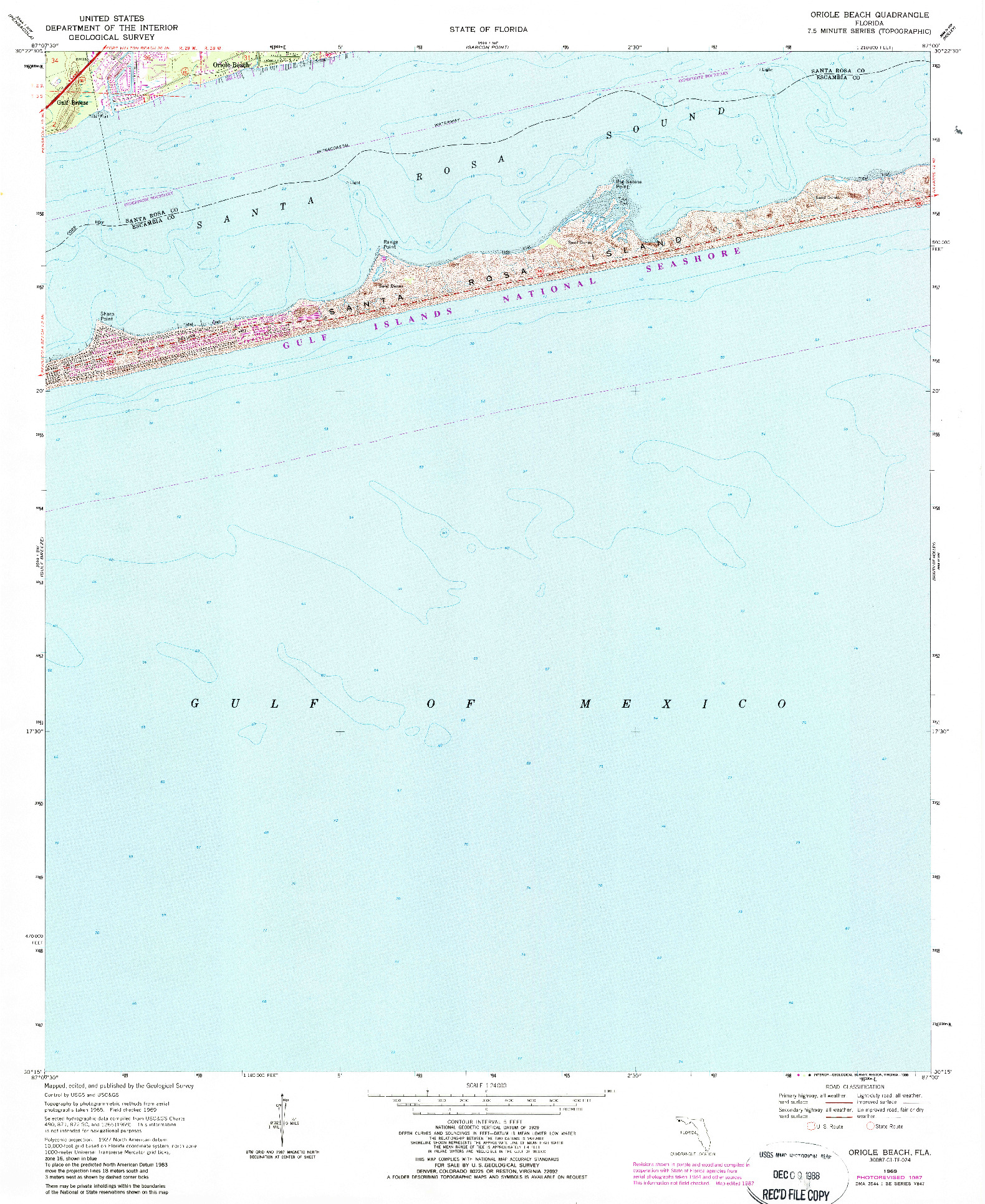 USGS 1:24000-SCALE QUADRANGLE FOR ORIOLE BEACH, FL 1969