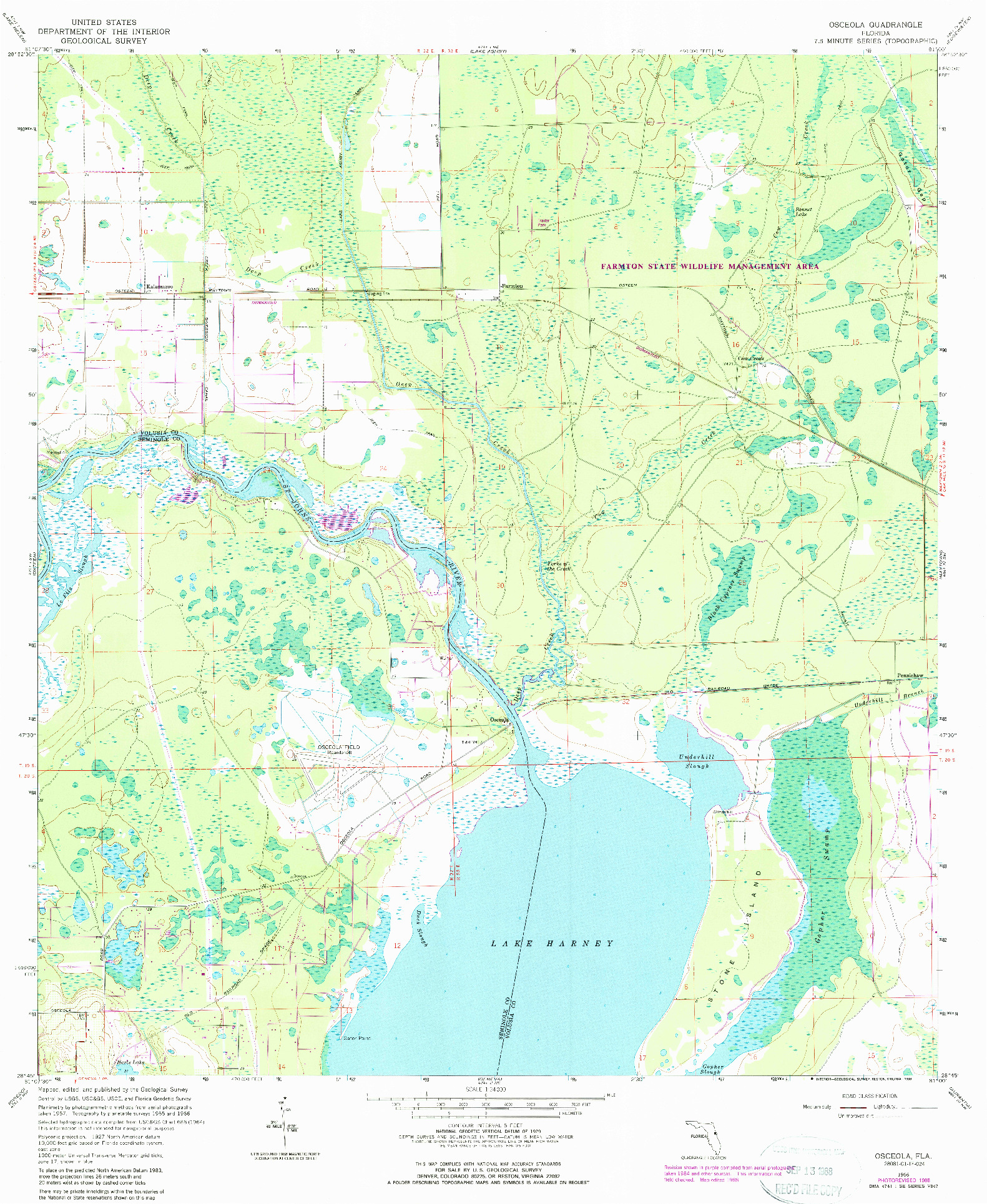 USGS 1:24000-SCALE QUADRANGLE FOR OSCEOLA, FL 1966