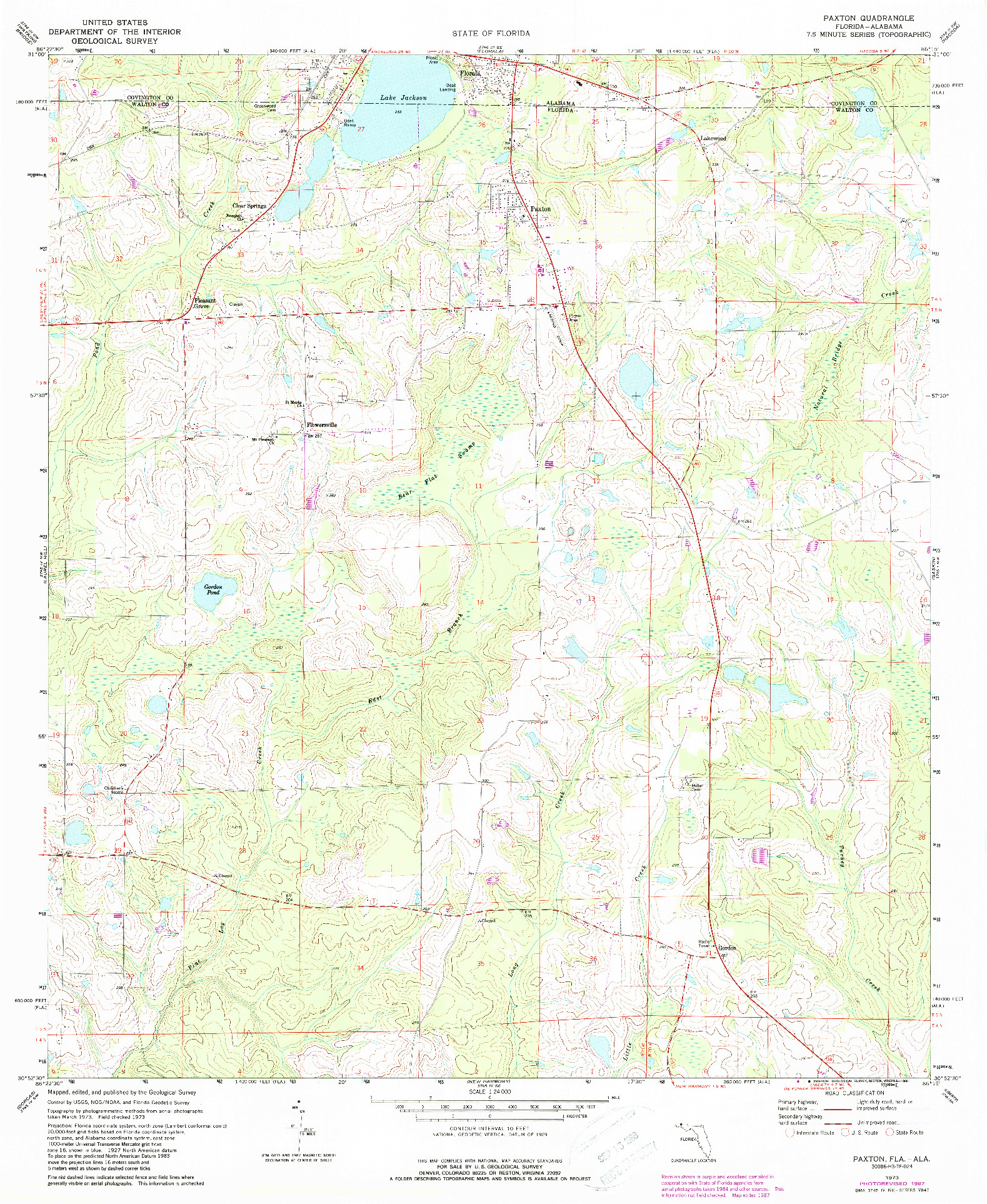 USGS 1:24000-SCALE QUADRANGLE FOR PAXTON, FL 1973