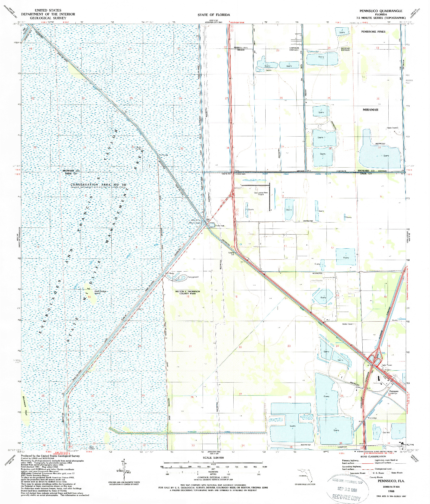 USGS 1:24000-SCALE QUADRANGLE FOR PENNSUCO, FL 1988