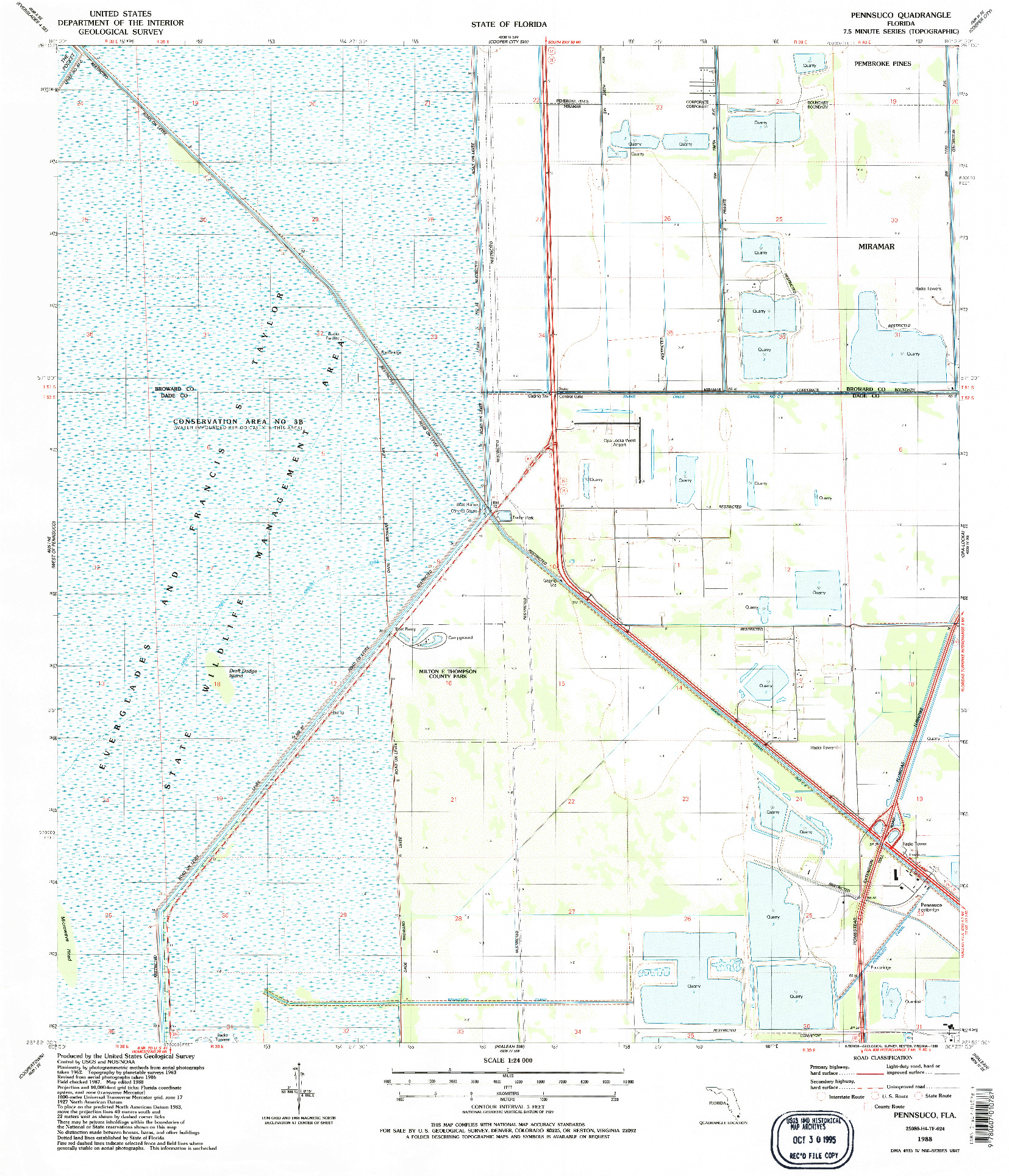 USGS 1:24000-SCALE QUADRANGLE FOR PENNSUCO, FL 1988