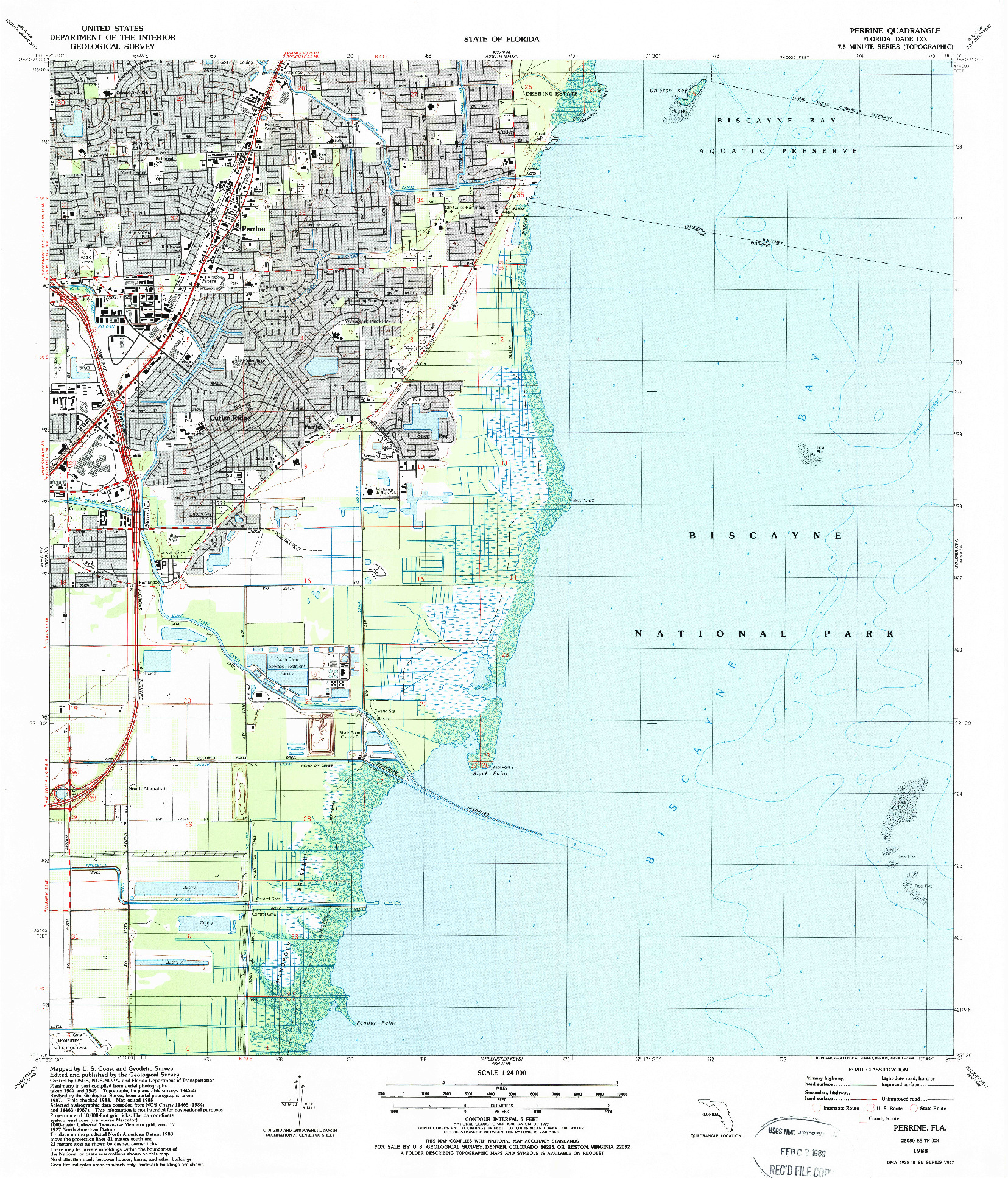 USGS 1:24000-SCALE QUADRANGLE FOR PERRINE, FL 1988