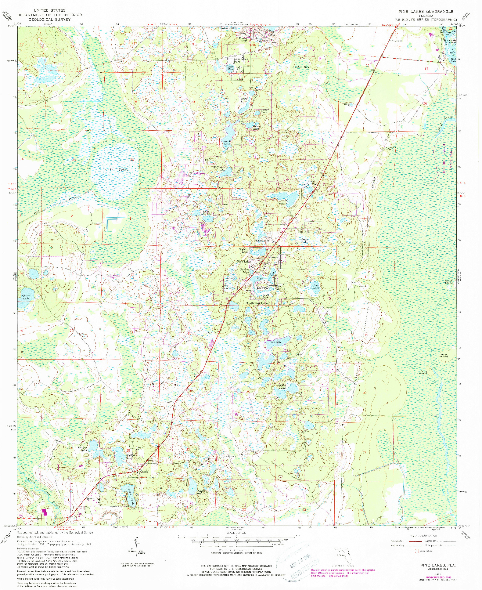 USGS 1:24000-SCALE QUADRANGLE FOR PINE LAKES, FL 1962