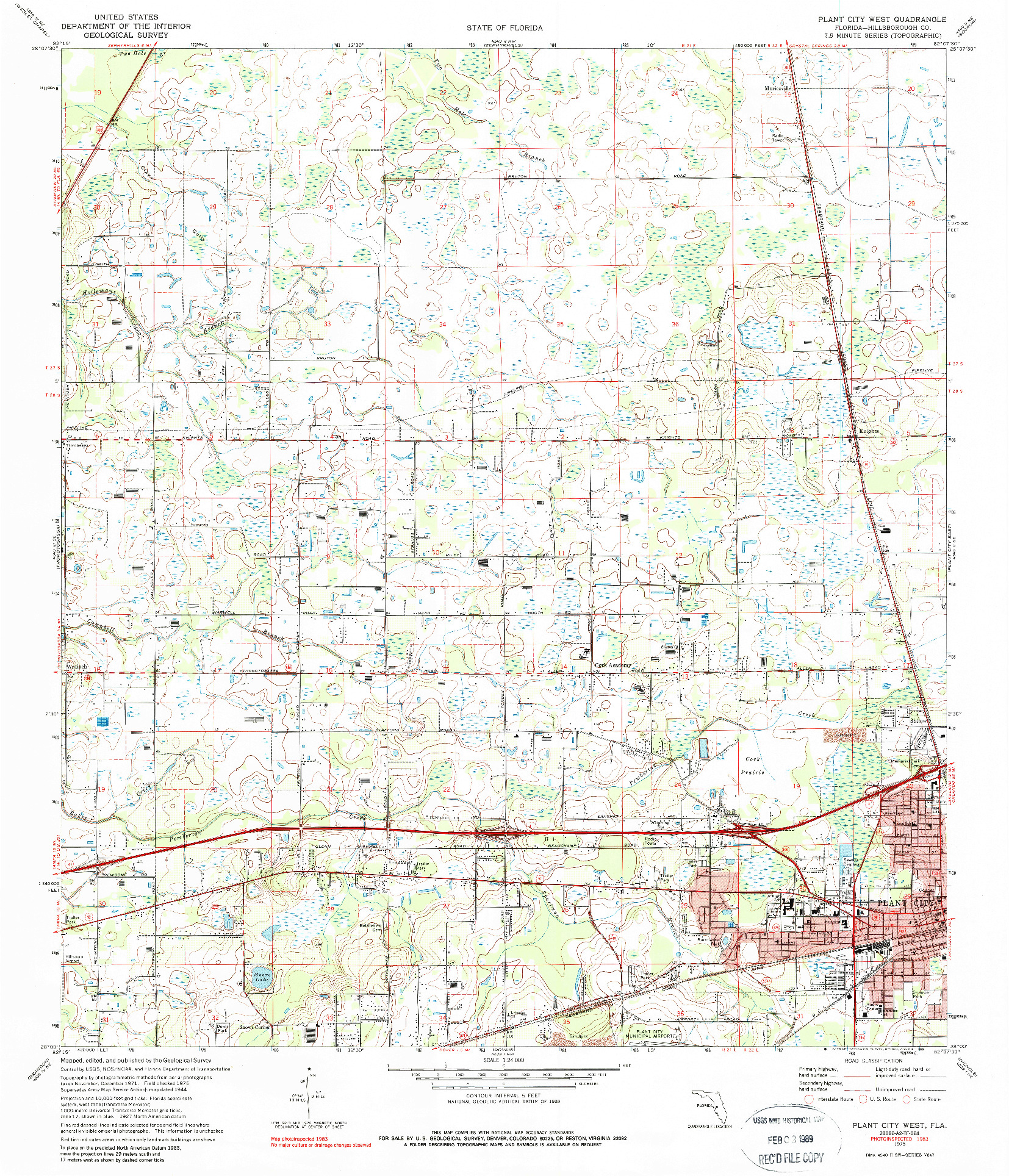 USGS 1:24000-SCALE QUADRANGLE FOR PLANT CITY WEST, FL 1975