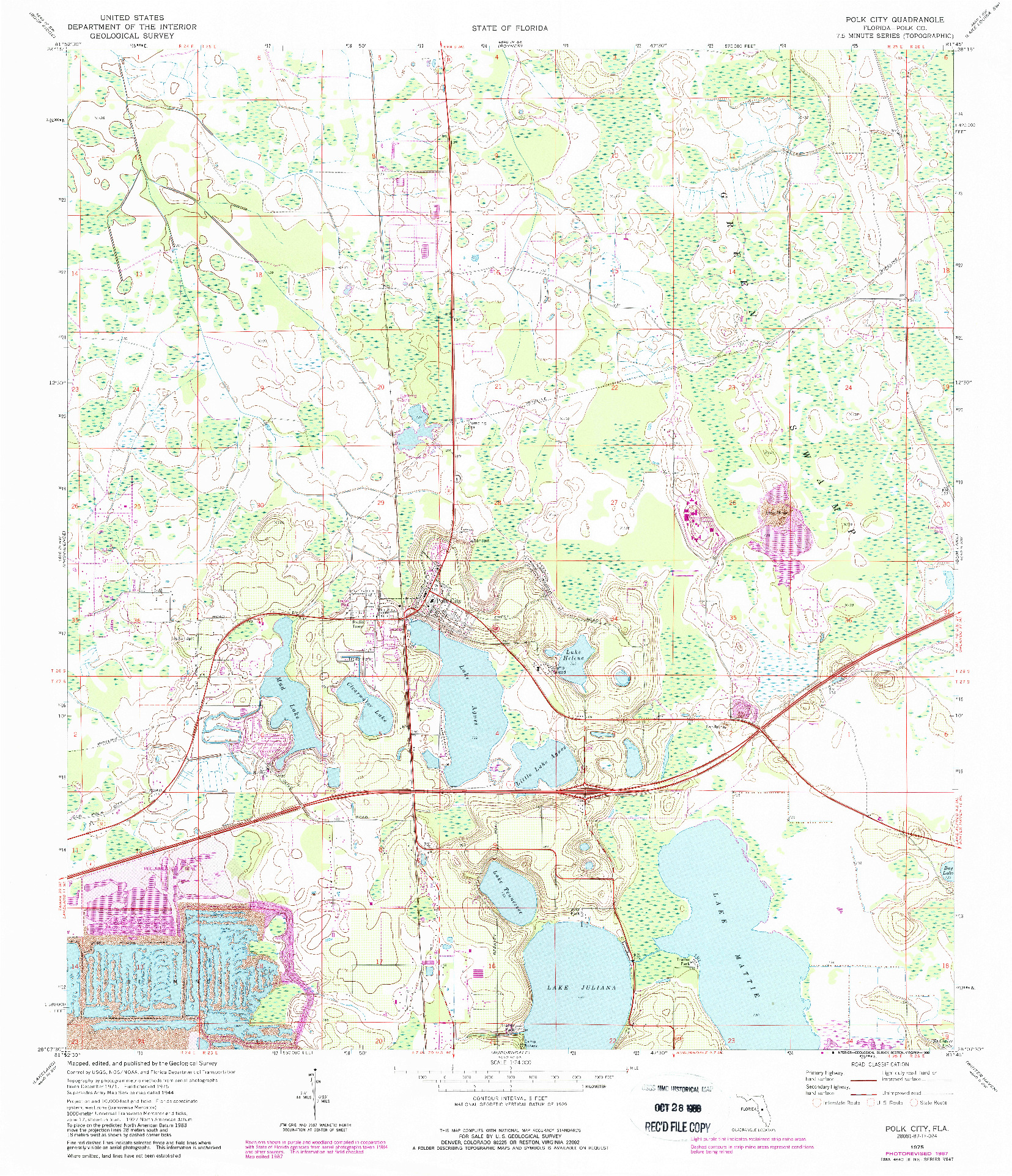 USGS 1:24000-SCALE QUADRANGLE FOR POLK CITY, FL 1975