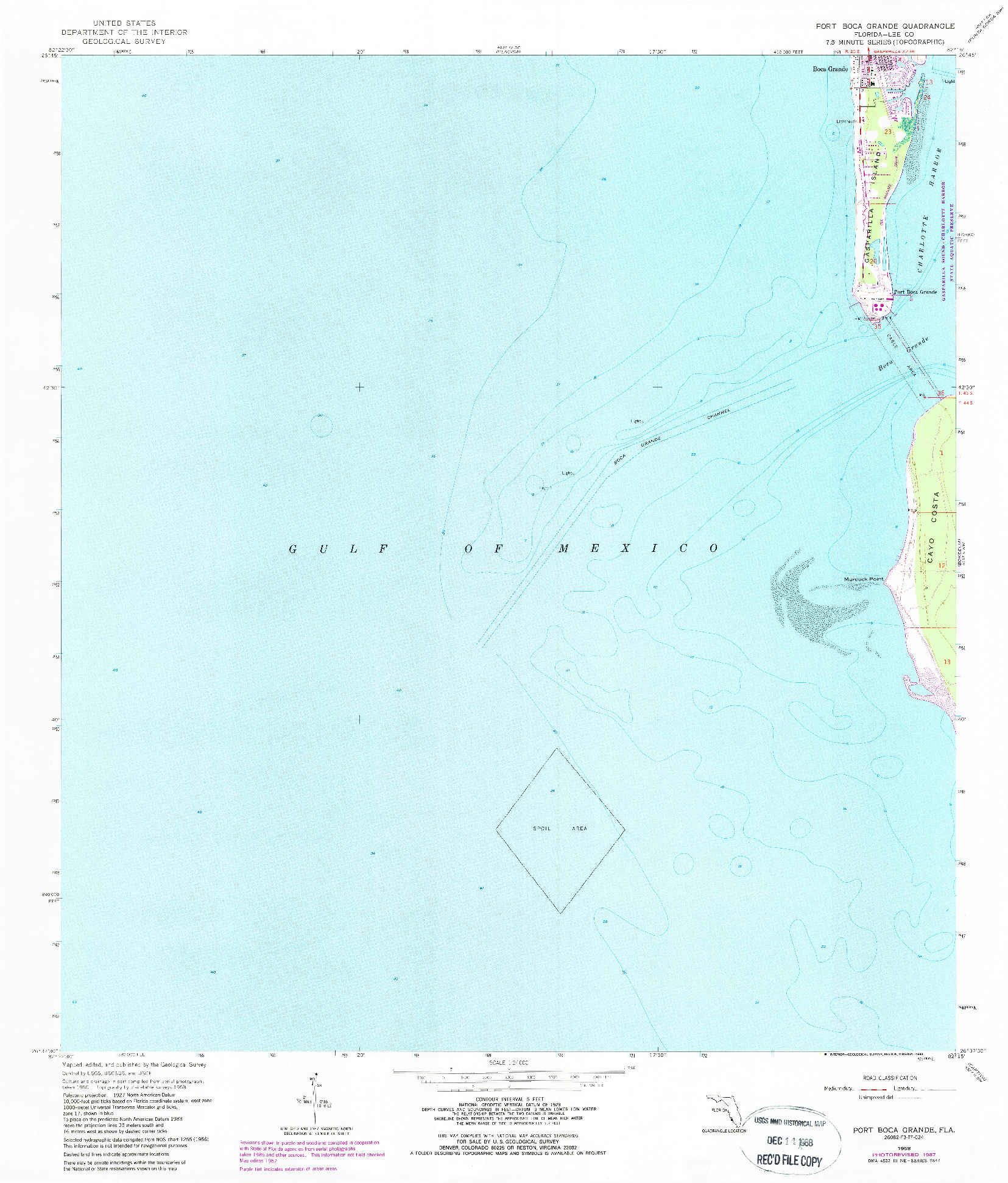 USGS 1:24000-SCALE QUADRANGLE FOR PORT BOCA GRANDE, FL 1958