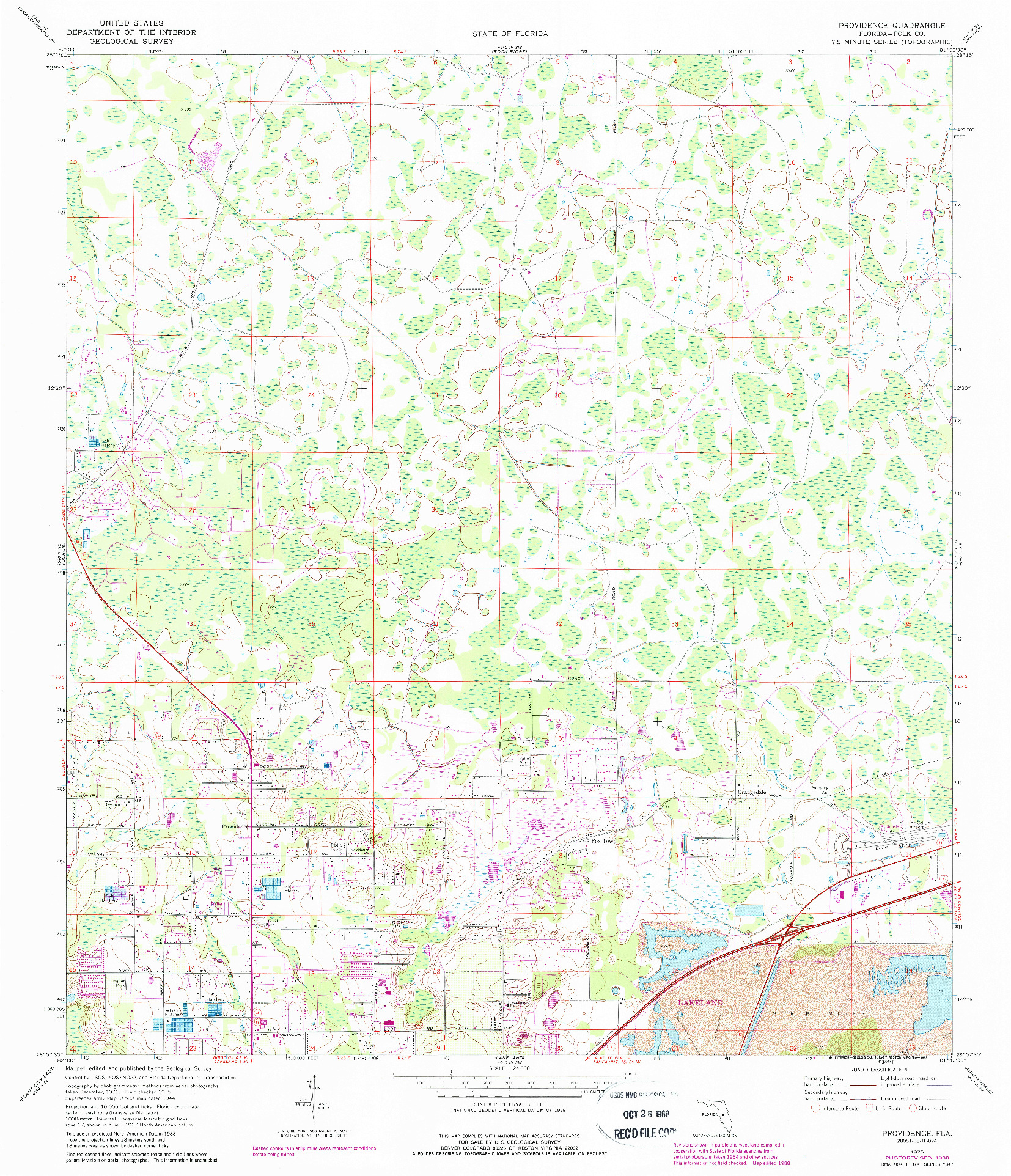 USGS 1:24000-SCALE QUADRANGLE FOR PROVIDENCE, FL 1975