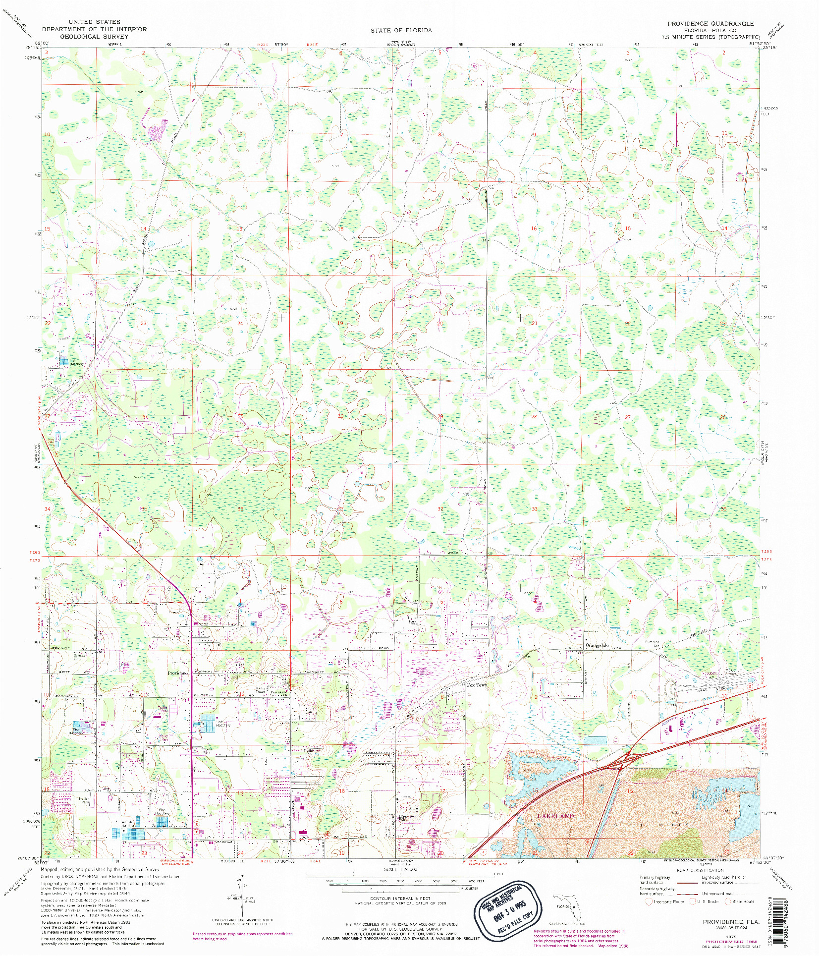 USGS 1:24000-SCALE QUADRANGLE FOR PROVIDENCE, FL 1975