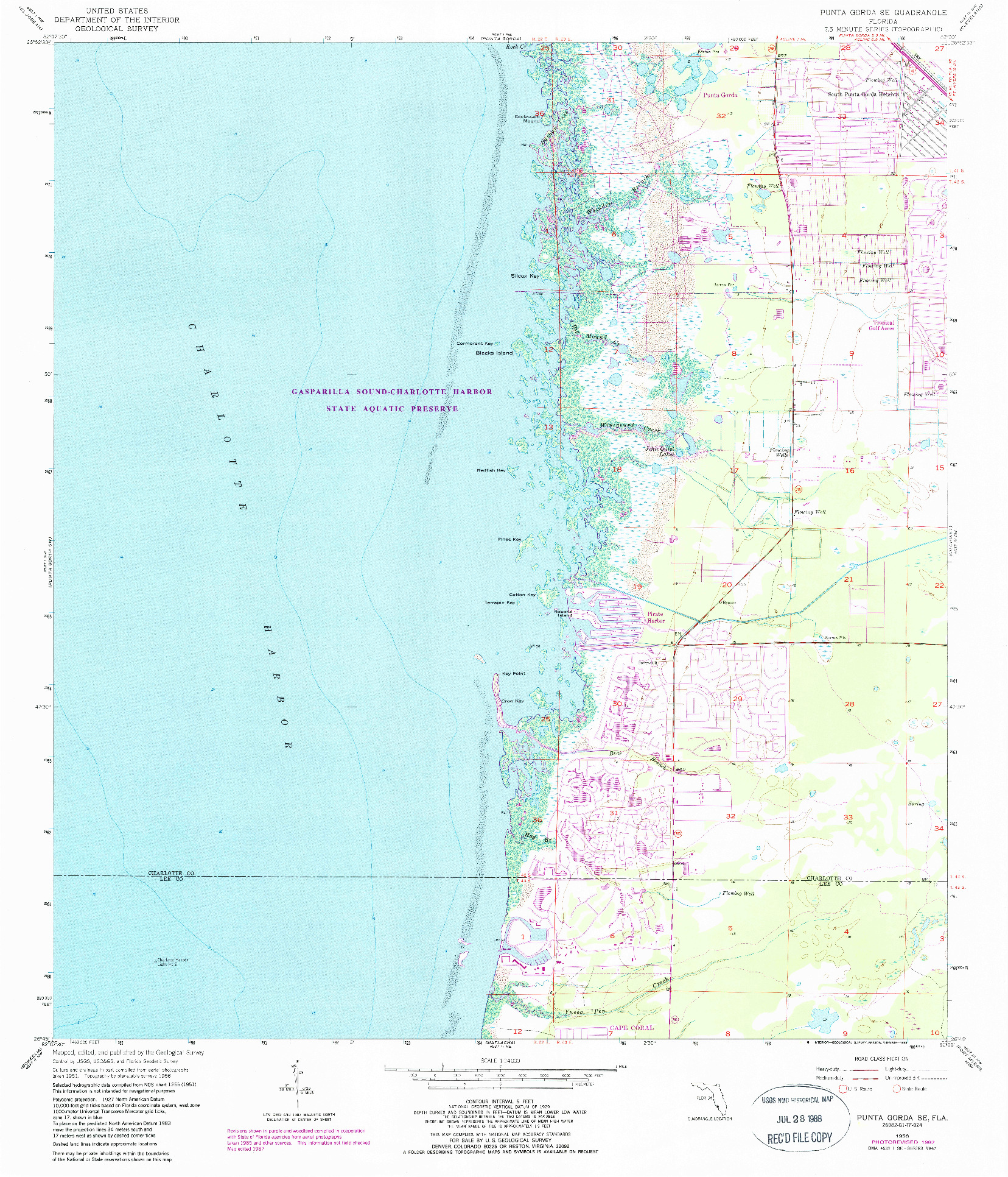 USGS 1:24000-SCALE QUADRANGLE FOR PUNTA GORDA SE, FL 1956