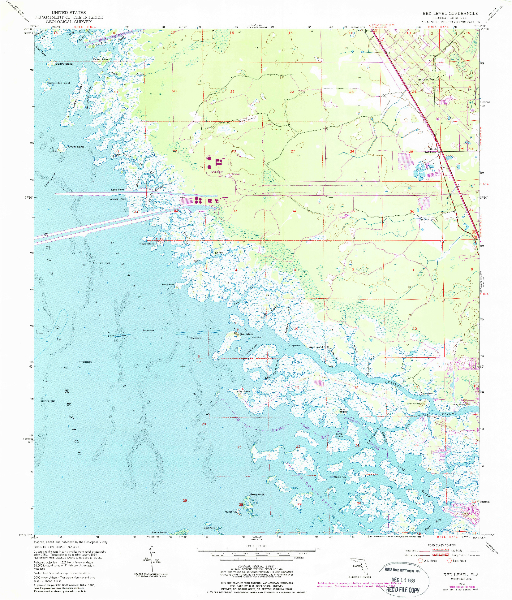 USGS 1:24000-SCALE QUADRANGLE FOR RED LEVEL, FL 1954