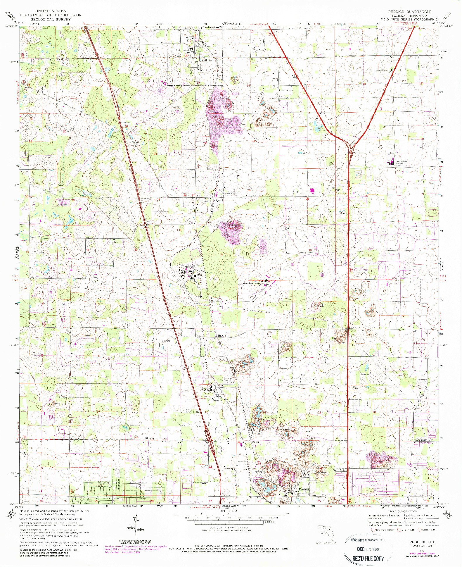 USGS 1:24000-SCALE QUADRANGLE FOR REDDICK, FL 1968