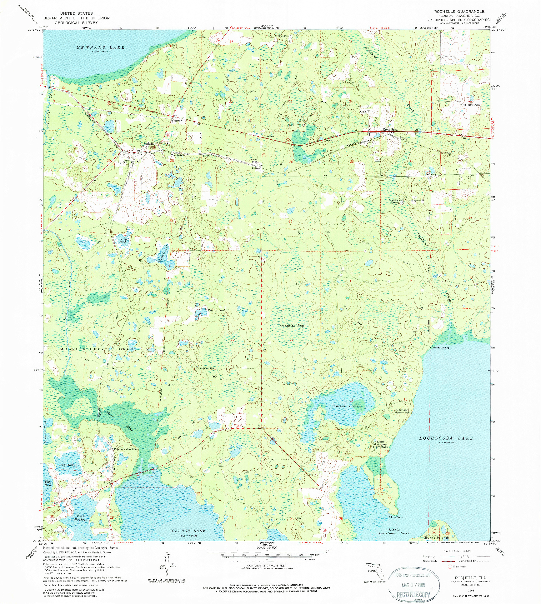 USGS 1:24000-SCALE QUADRANGLE FOR ROCHELLE, FL 1966