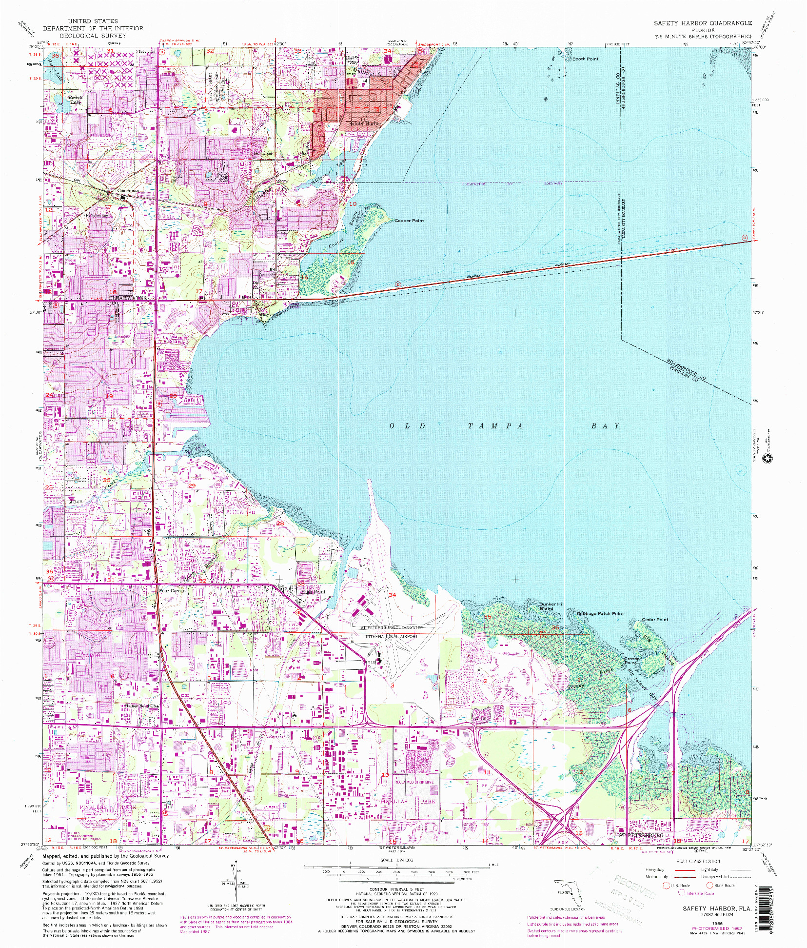USGS 1:24000-SCALE QUADRANGLE FOR SAFETY HARBOR, FL 1956
