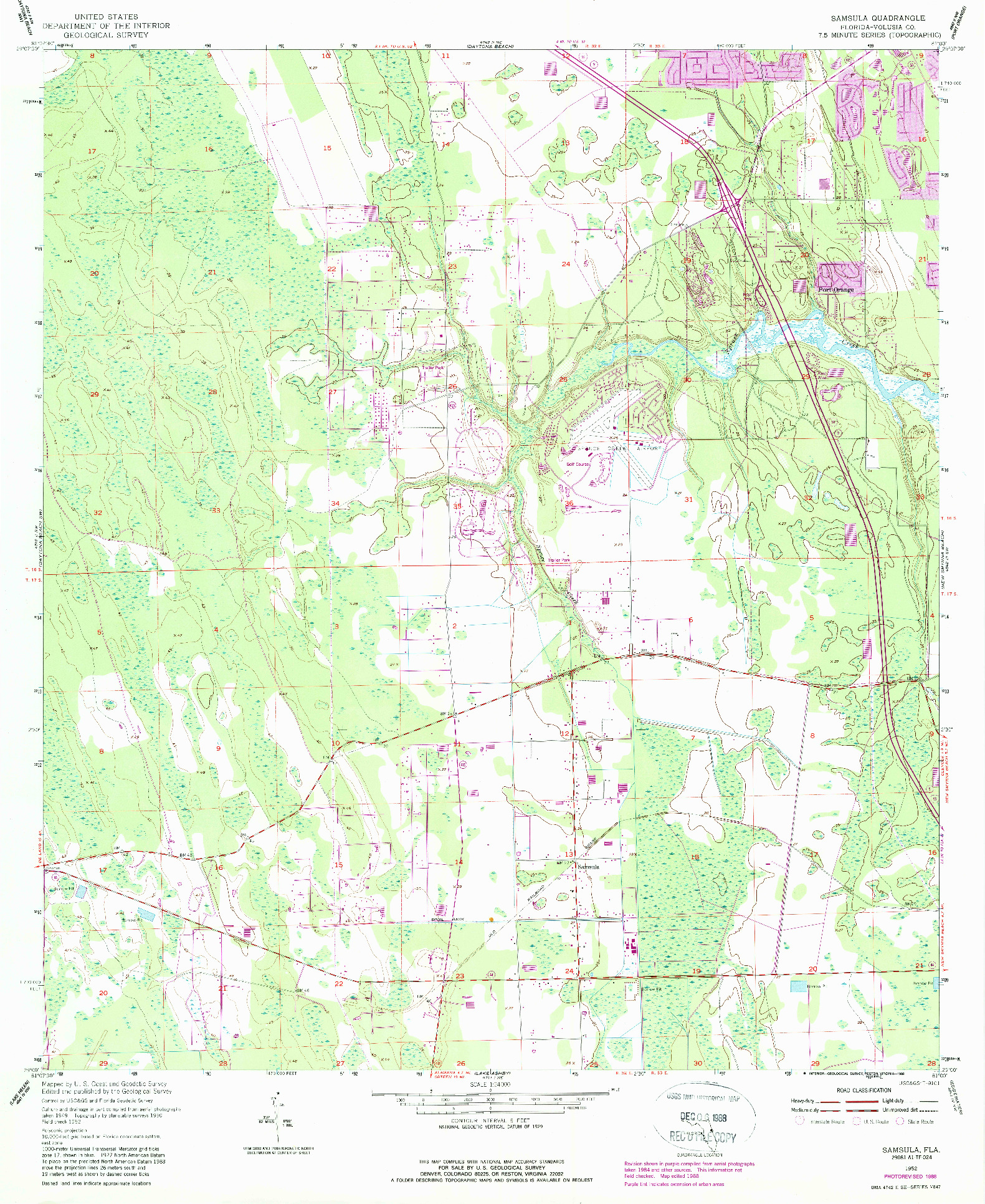 USGS 1:24000-SCALE QUADRANGLE FOR SAMSULA, FL 1952