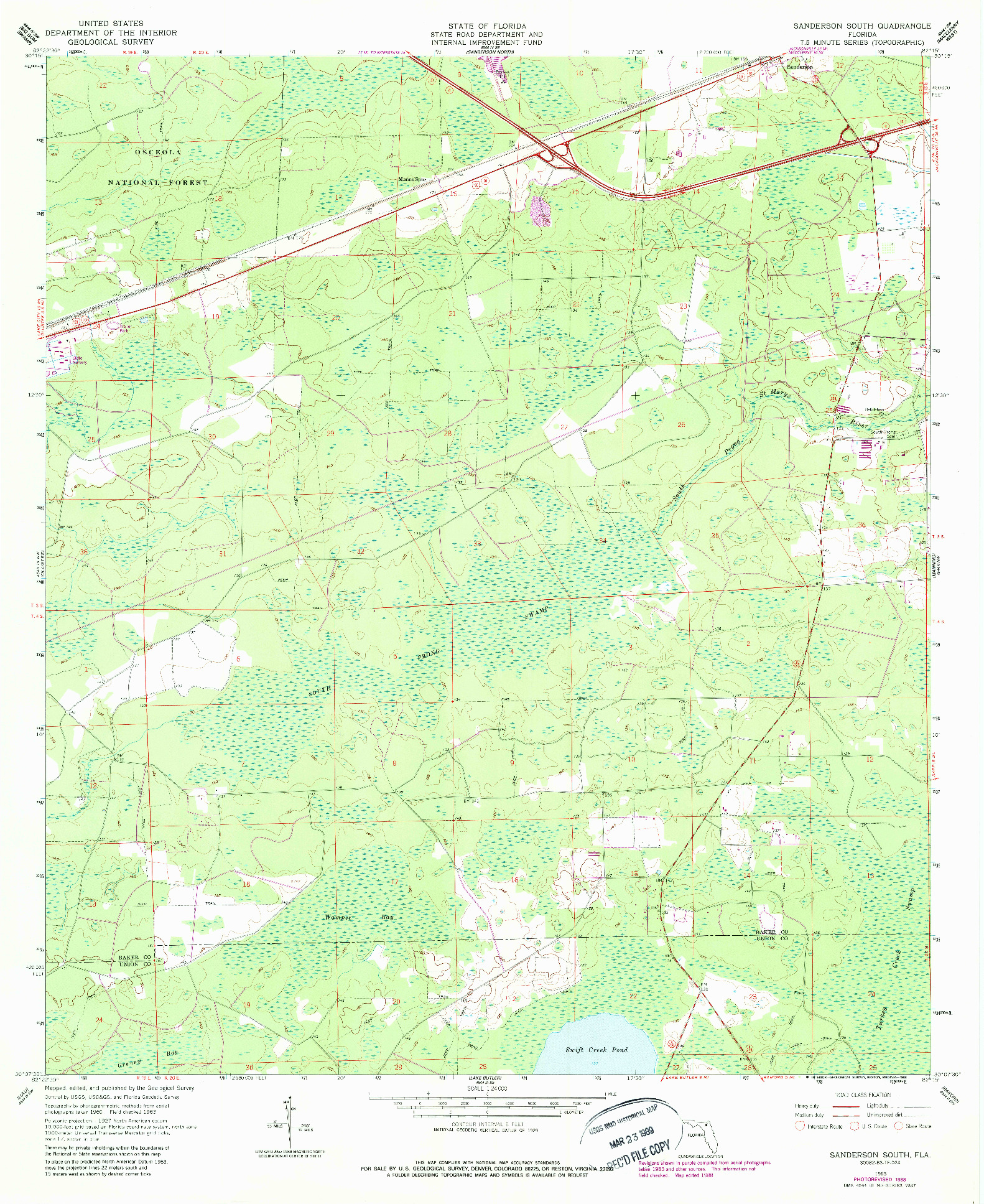 USGS 1:24000-SCALE QUADRANGLE FOR SANDERSON SOUTH, FL 1963