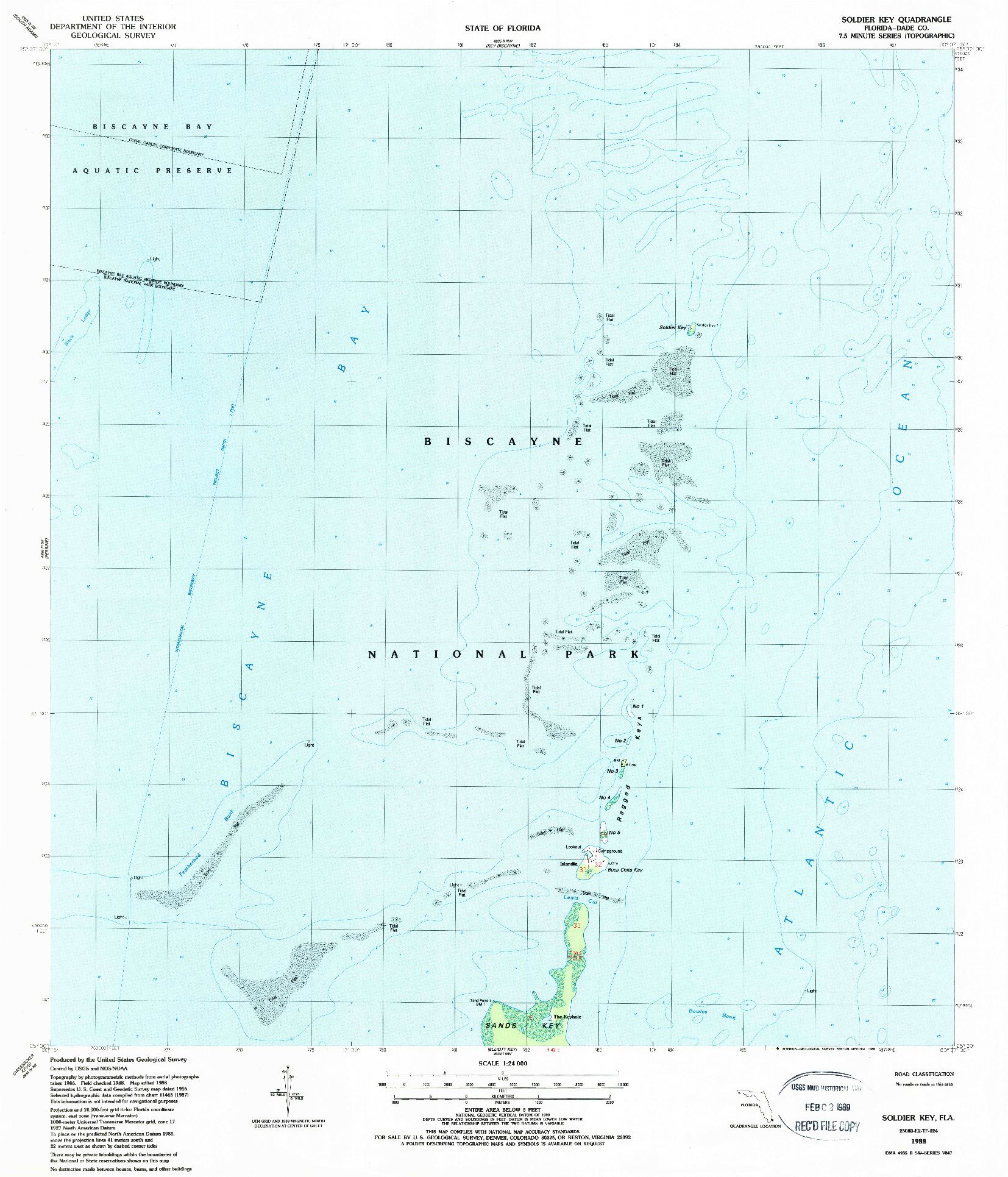USGS 1:24000-SCALE QUADRANGLE FOR SOLDIER KEY, FL 1988