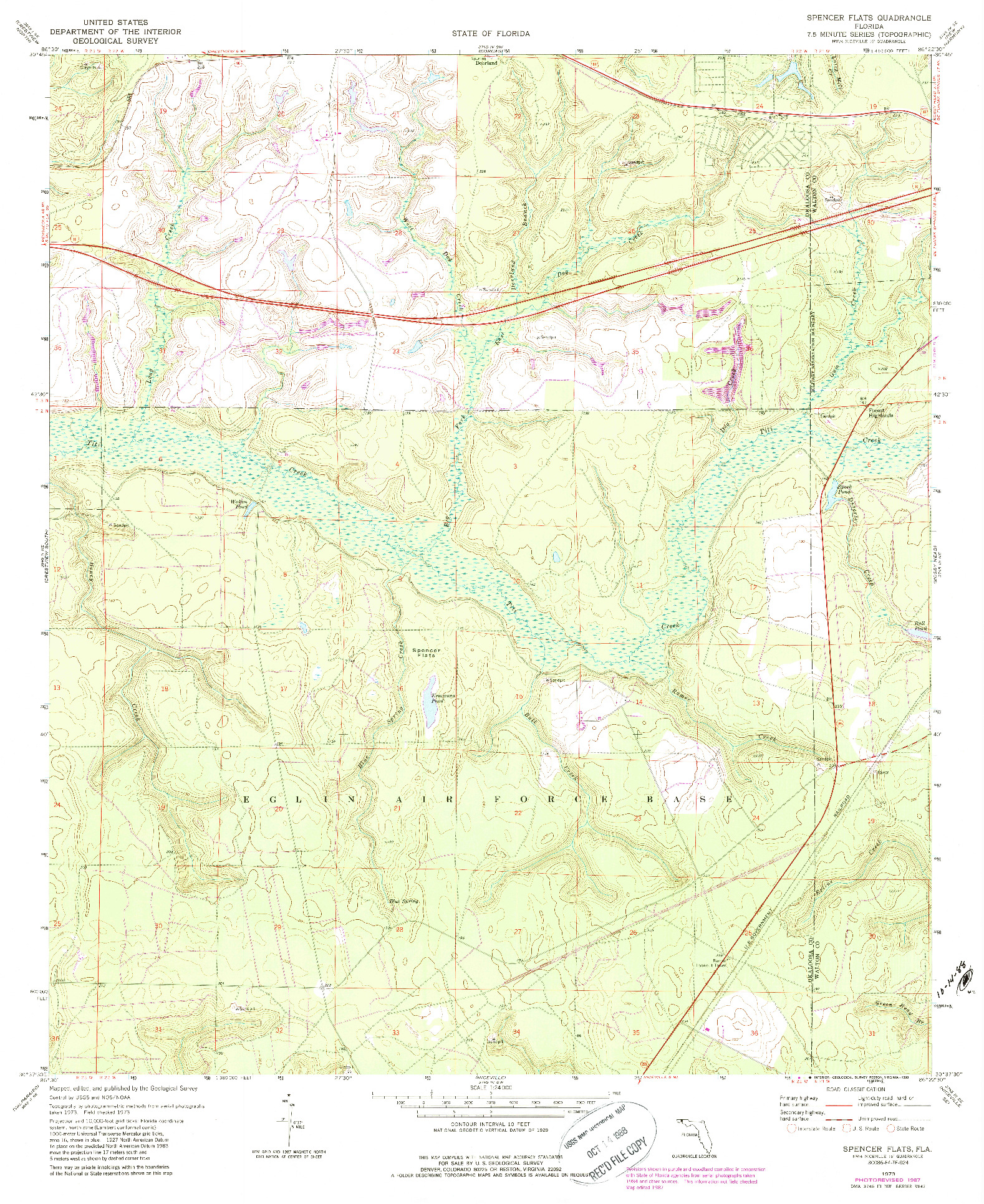 USGS 1:24000-SCALE QUADRANGLE FOR SPENCER FLATS, FL 1973